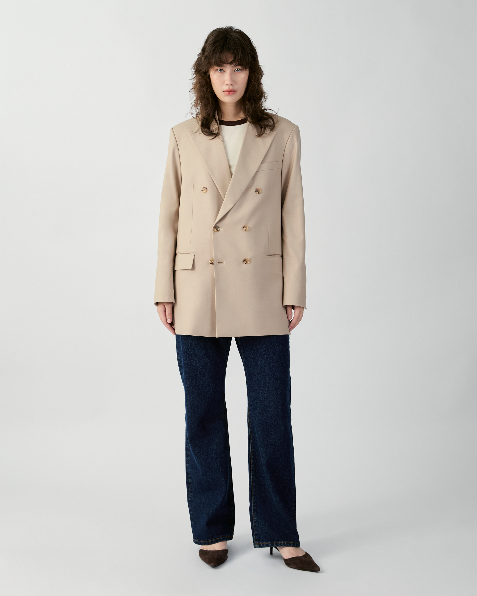 En Couleurs - Double Breasted Blazer in Beige