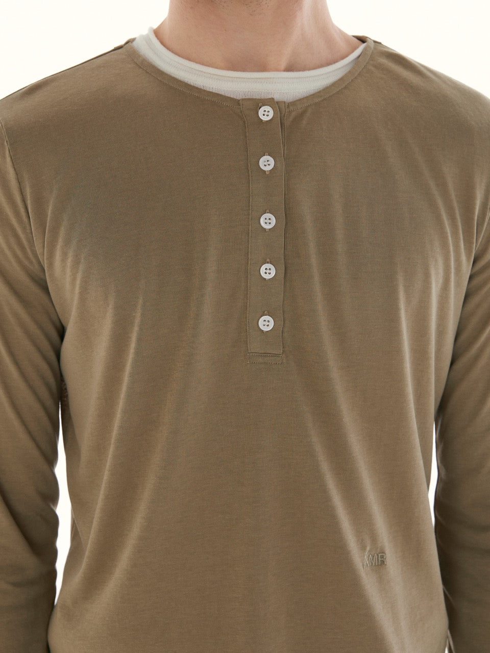 Le Fauve- AMR Cotton Lyocell Long-Sleeve Henley in Green