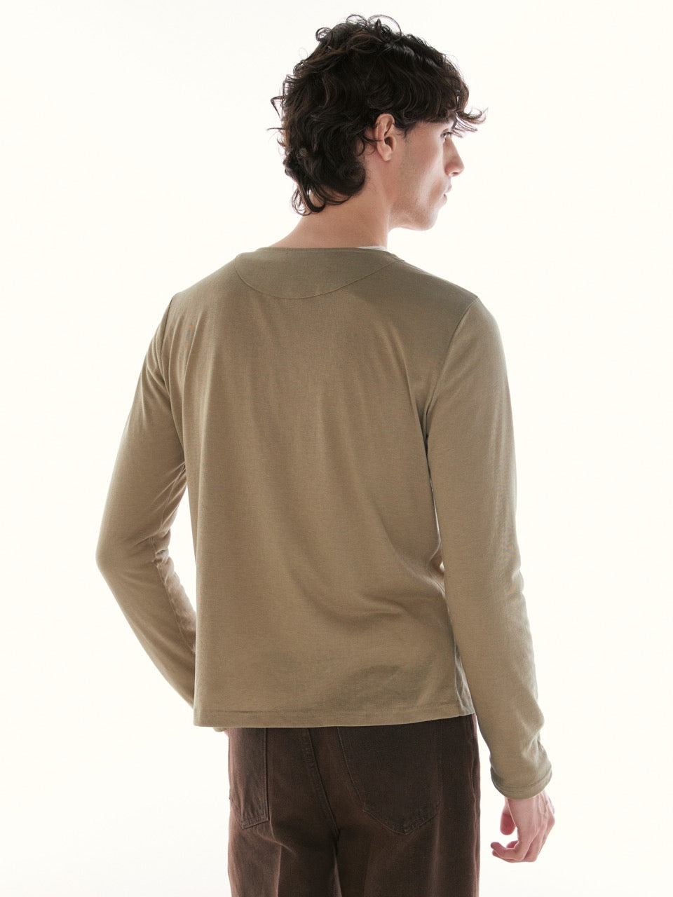 Le Fauve- AMR Cotton Lyocell Long-Sleeve Henley in Green