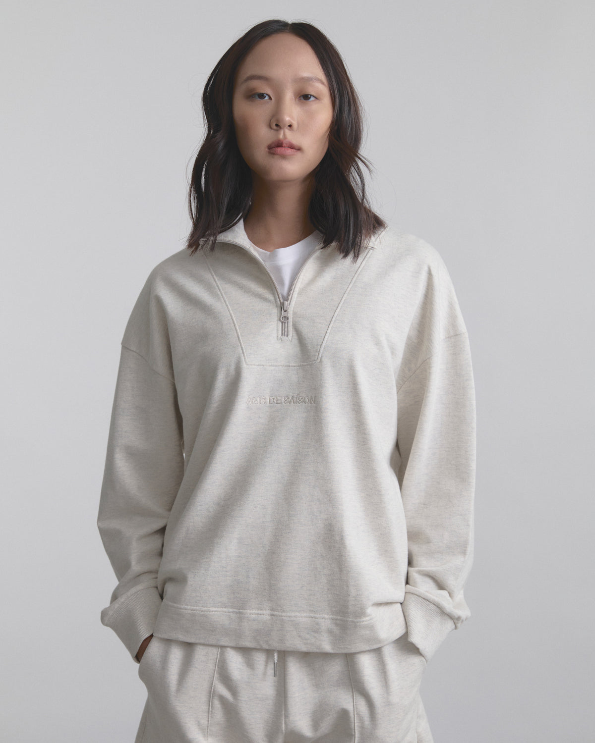 Wardrobe II - AMR Zip Collar Sweater French Terry in Grey