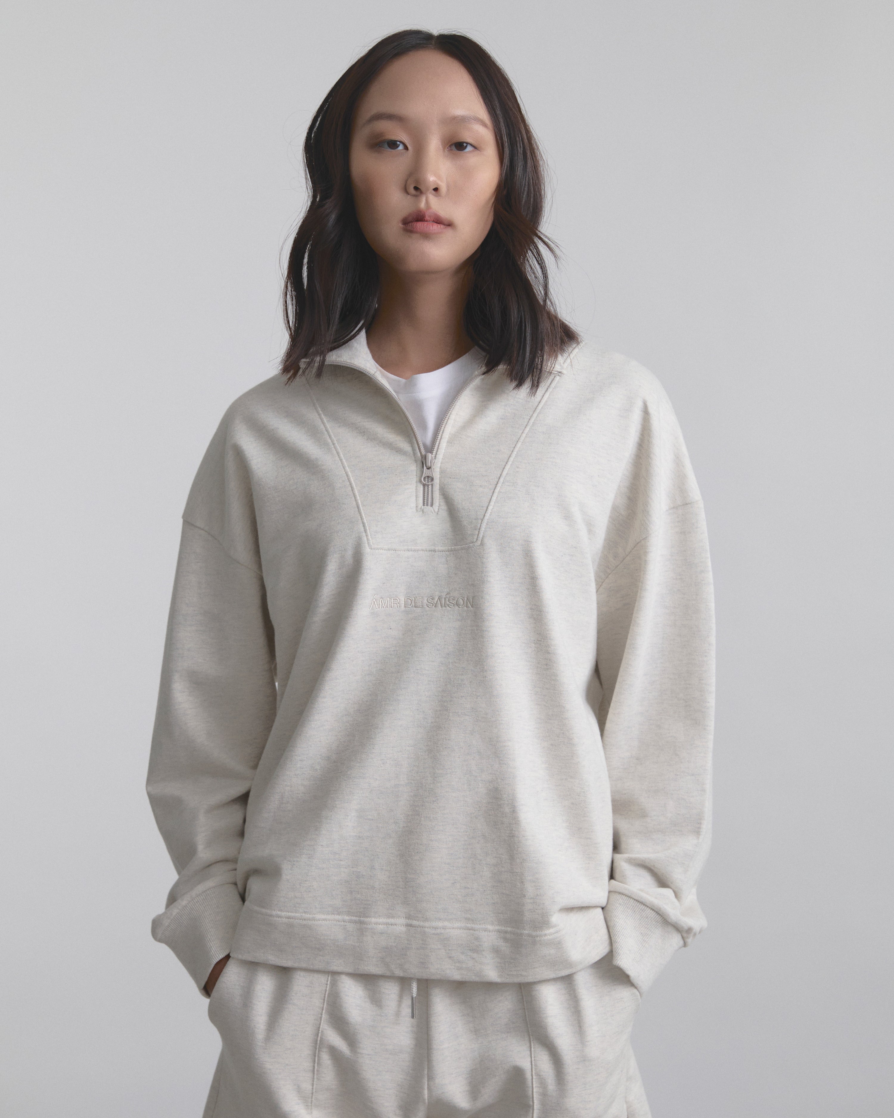 Wardrobe II - AMR Zip Collar Sweater French Terry in Grey