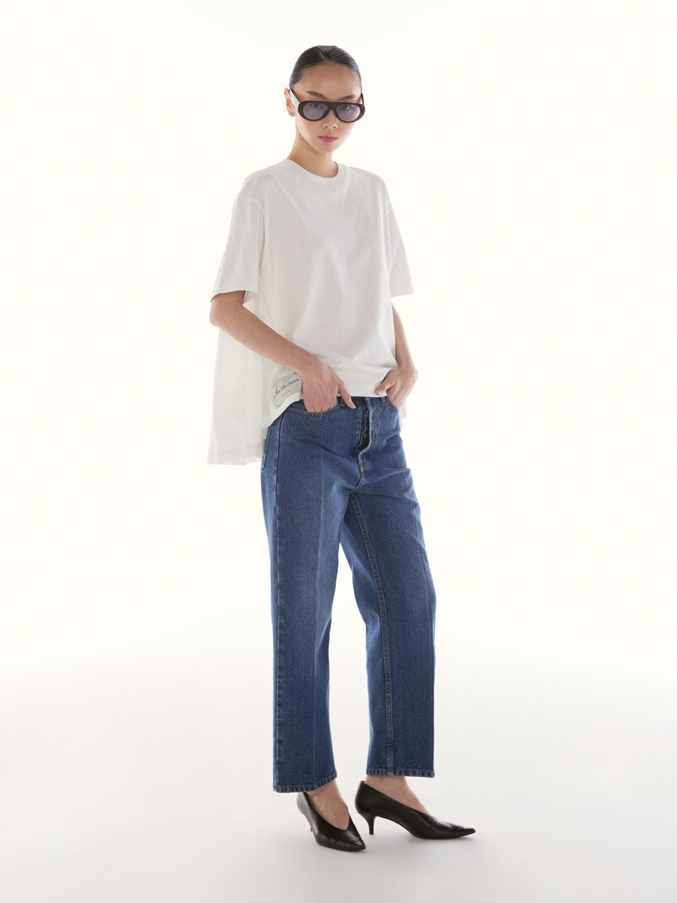 Le Fauve - AMR Back Pleated T-Shirt in White