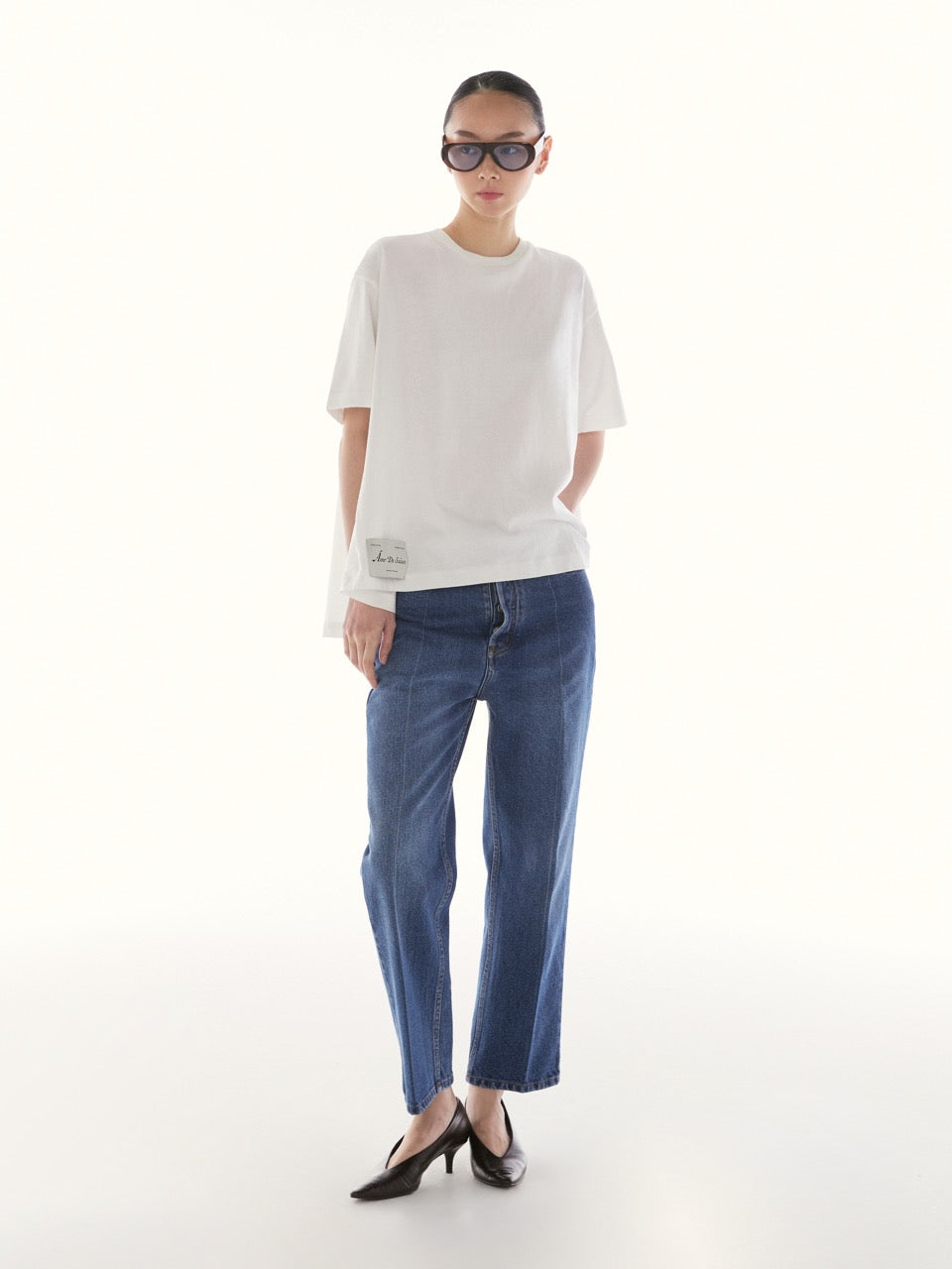 Le Fauve - AMR Back Pleated T-Shirt in White