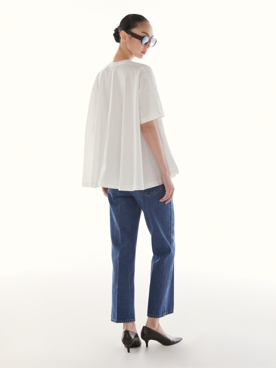 Le Fauve - AMR Back Pleated T-Shirt in White