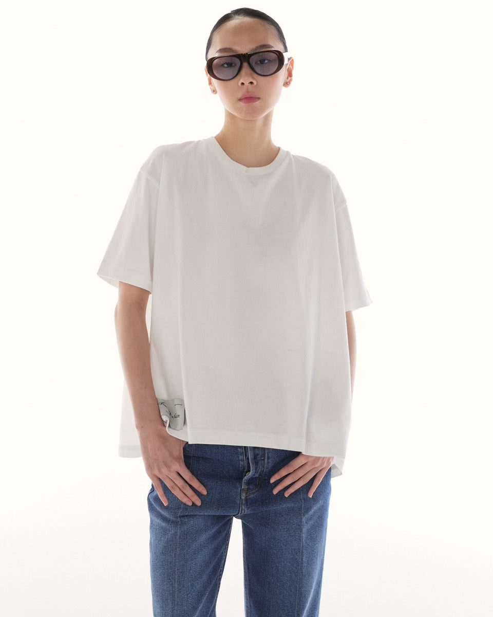 Le Fauve - AMR Back Pleated T-Shirt in White