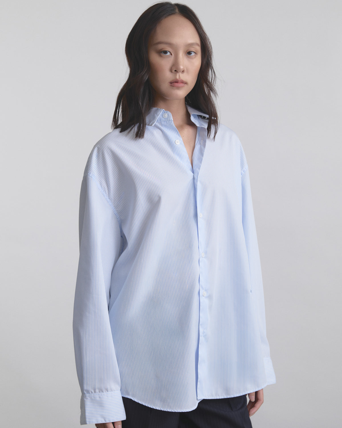 Wardrobe II - AMR Oversized Shirt Stripe in White Stripe