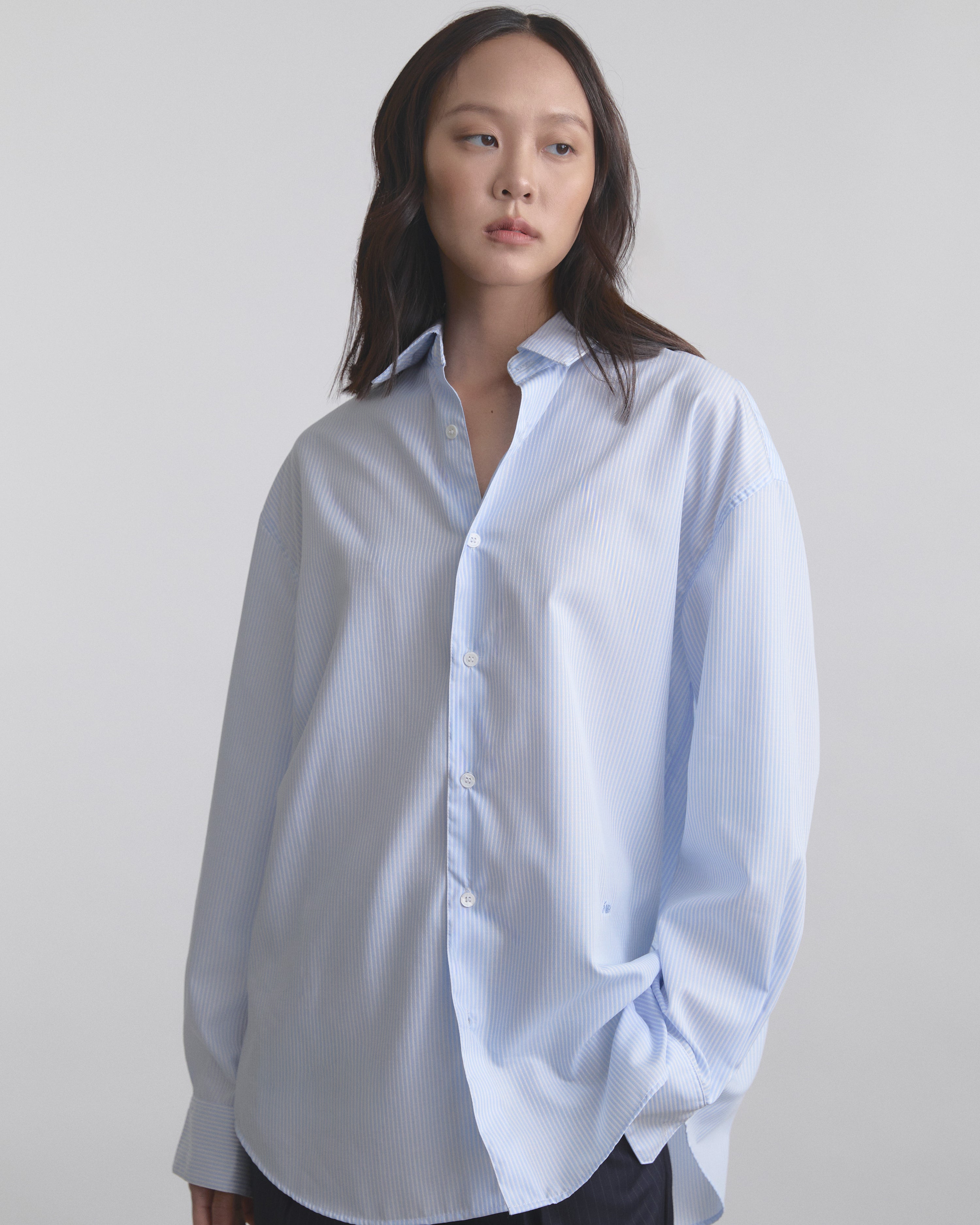 Wardrobe II - AMR Oversized Shirt Stripe in White Stripe