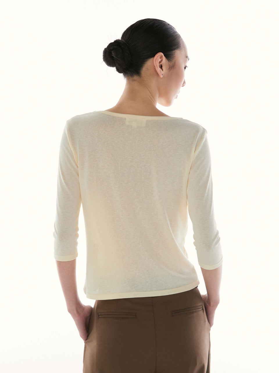 Le Fauve - AMR Cotton Lyocell Three-Quarter Sleeve T-Shirt in Yellow