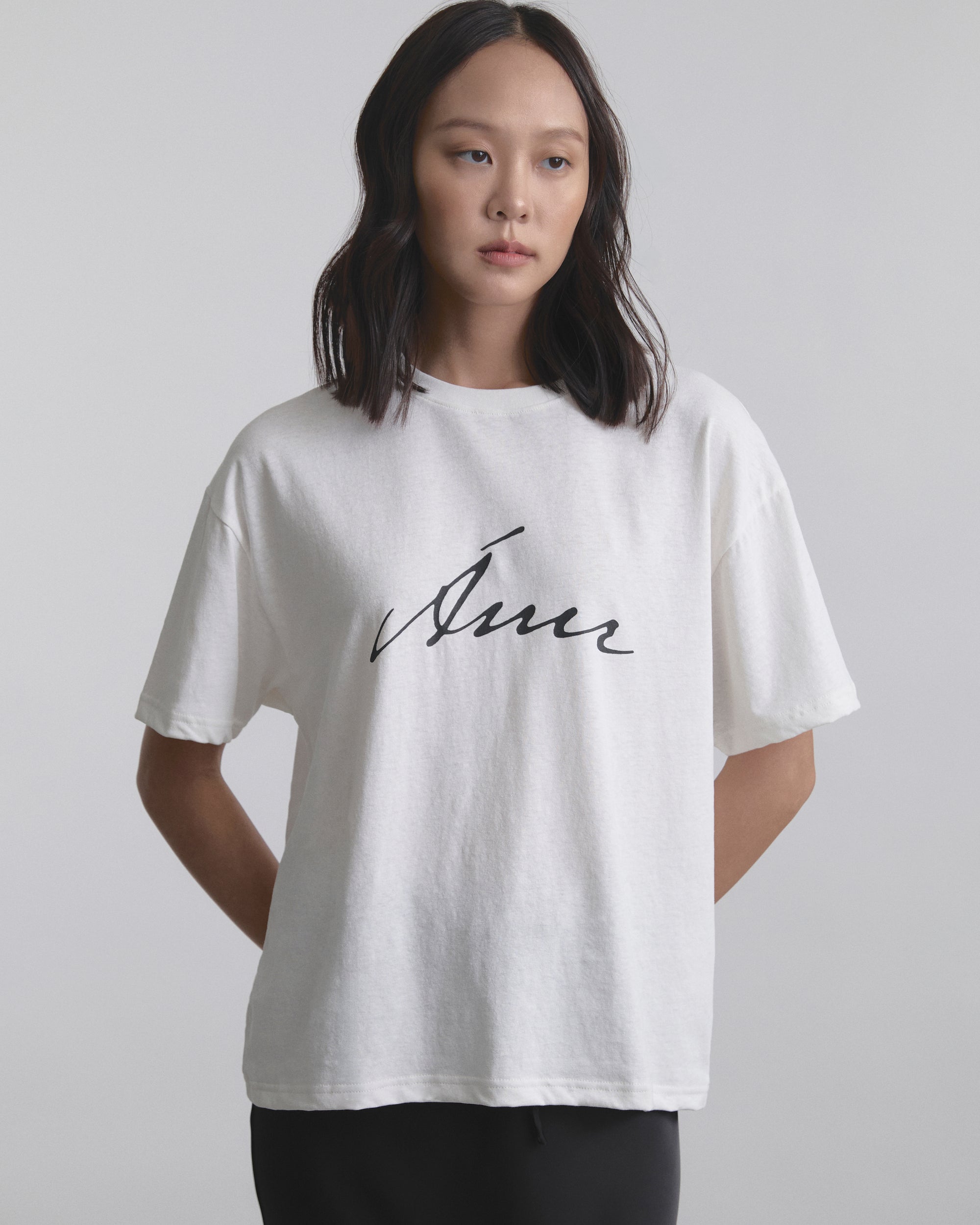 Wardrobe I - AMR Hand Writing Logo Hemp Slim-fit T-Shirt in White