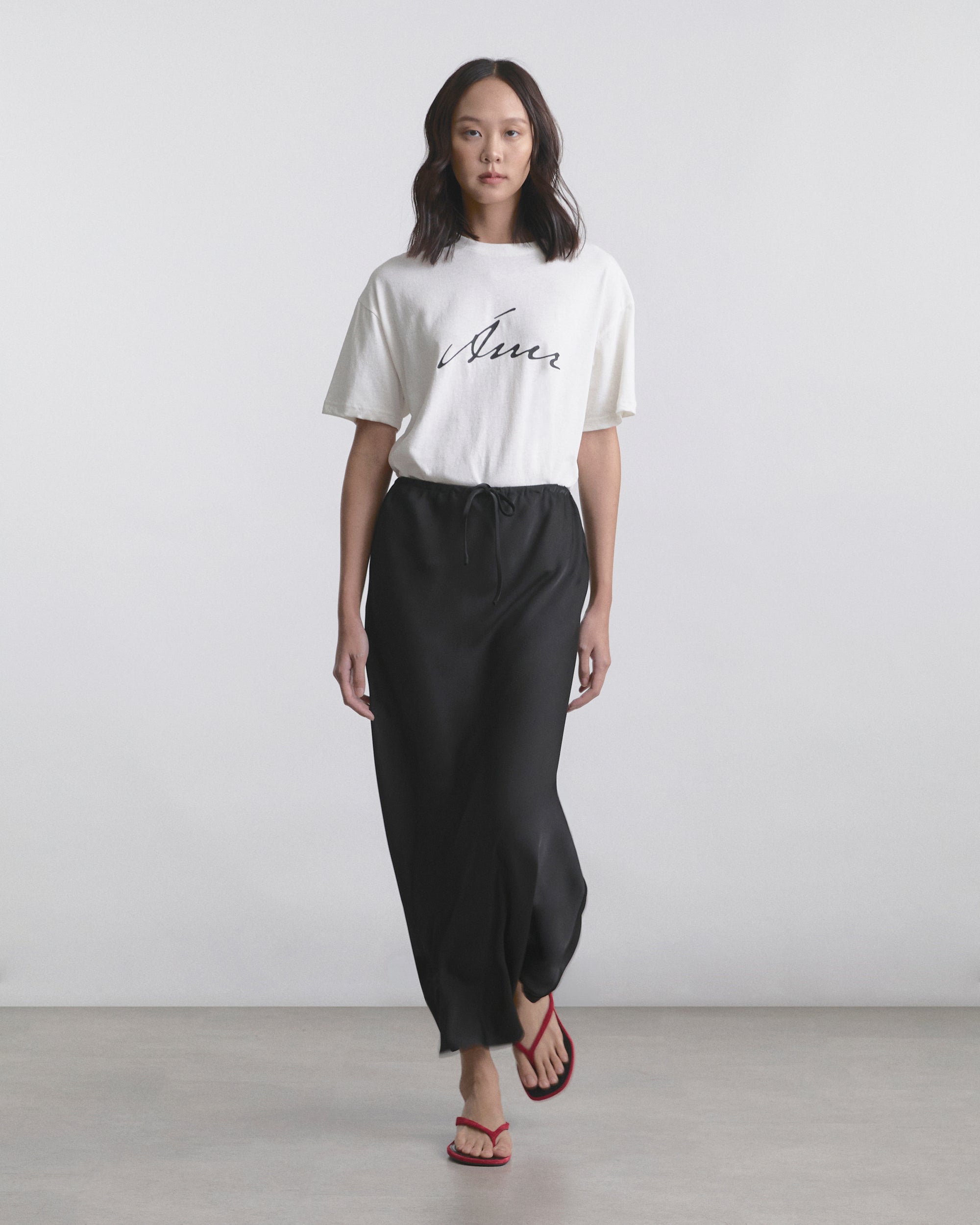 Wardrobe I - AMR Hand Writing Logo Hemp Slim-fit T-Shirt in White