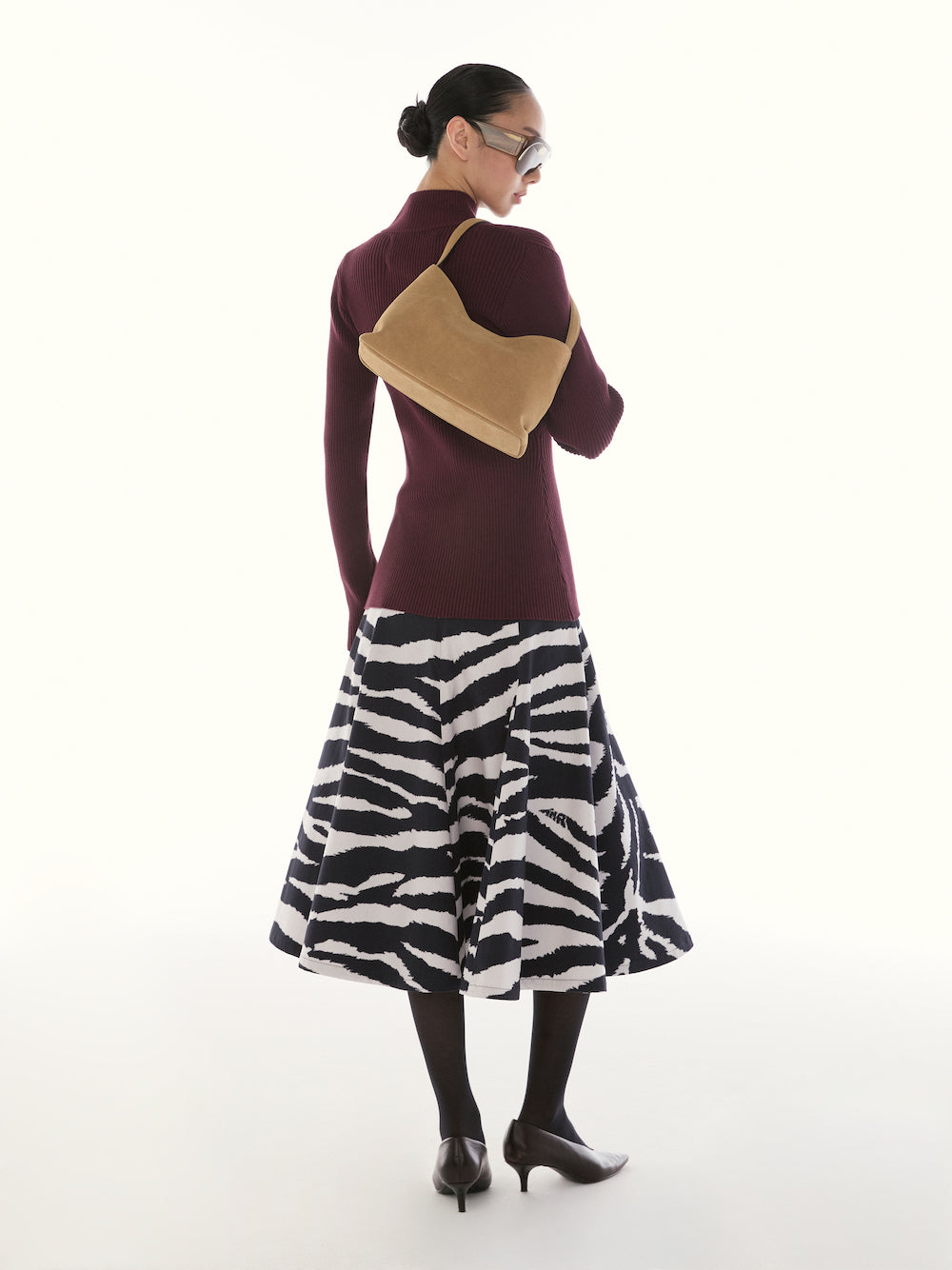 Le Fauve - AMR Slim Fit Zip Cardigan in Wine