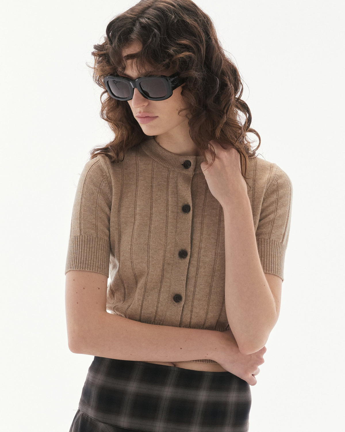 Wardrobe lll - AMR Quarter Sleeve Cardigan in Brown