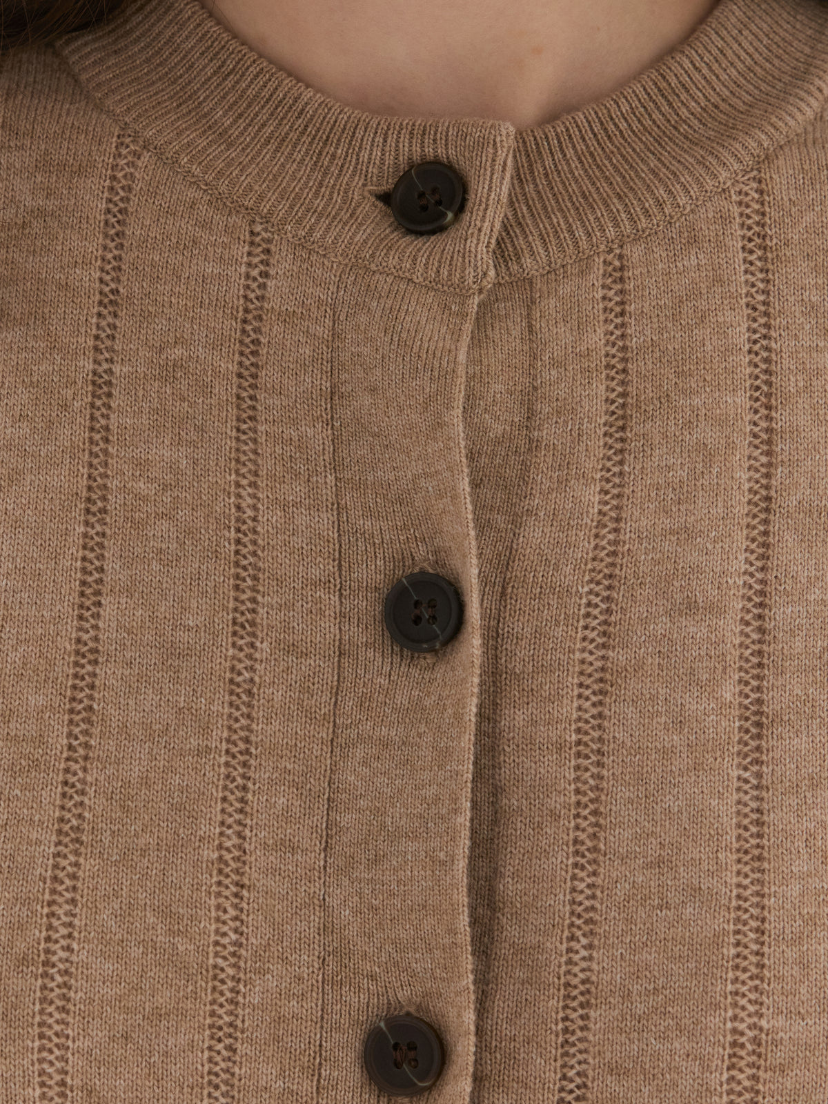 Wardrobe lll - AMR Quarter Sleeve Cardigan in Brown