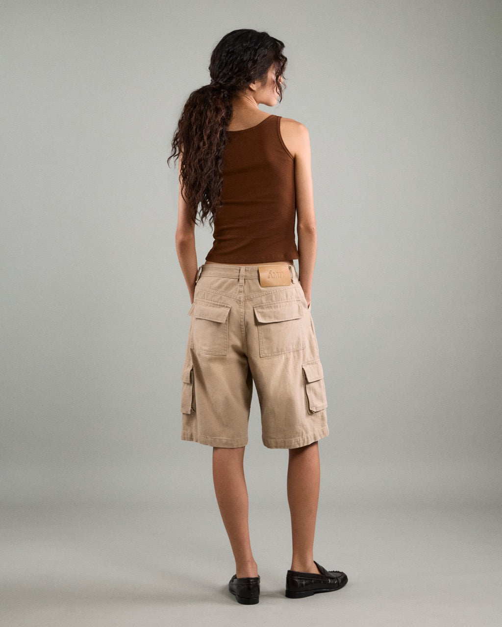 AMR DE SAISON - AMR Cargo Shorts Stone Wash with Bleach in Beige