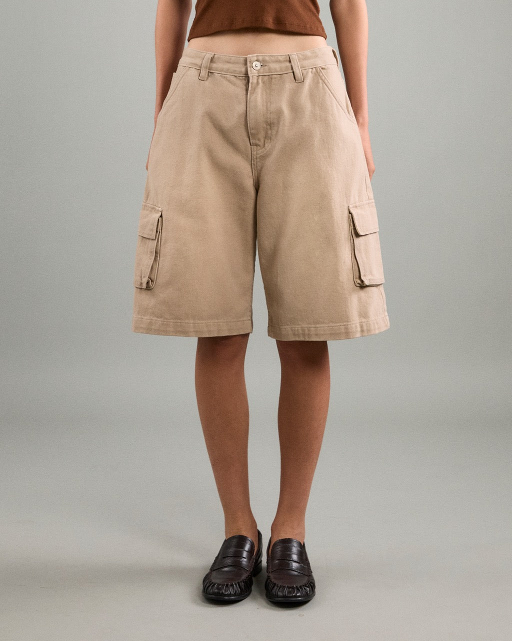 AMR DE SAISON - AMR Cargo Shorts Stone Wash with Bleach in Beige