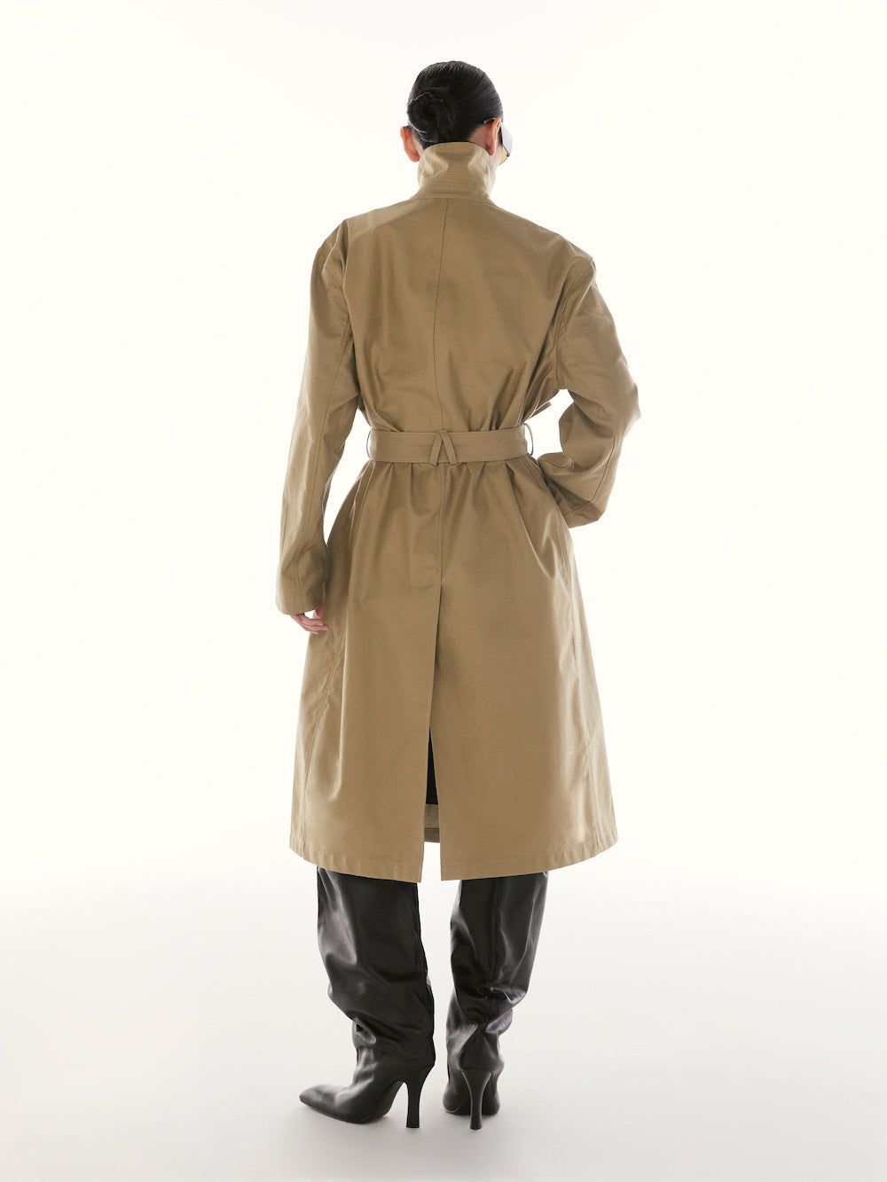 Le Fauve - AMR Shearling Collar Single Breasted Trench Coat in Beige