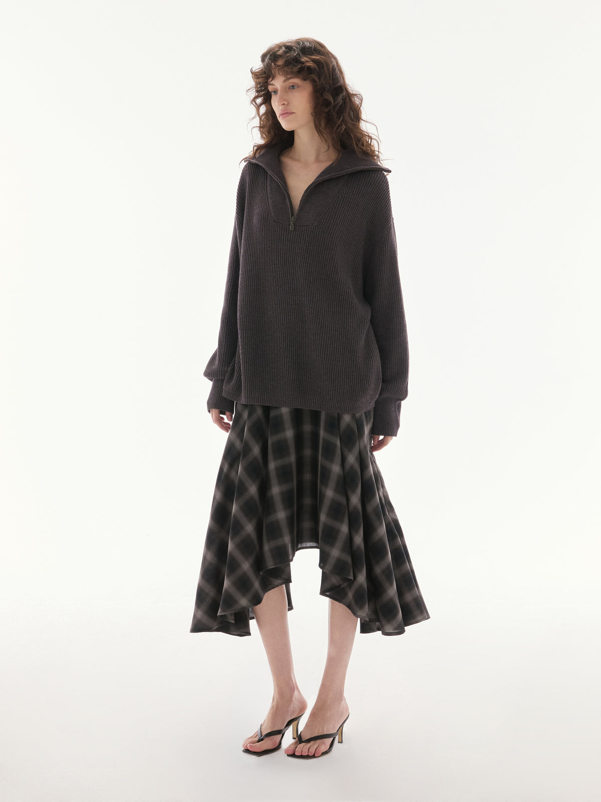 Wardrobe lll - AMR Quarter Zip Sweater in Brown