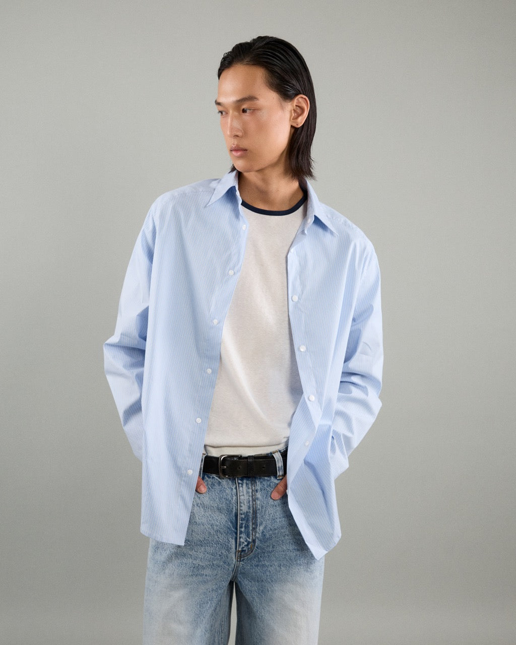 Athleisure Athletic Club - AMR Athleisure Overshirt in Light Blue Stripe