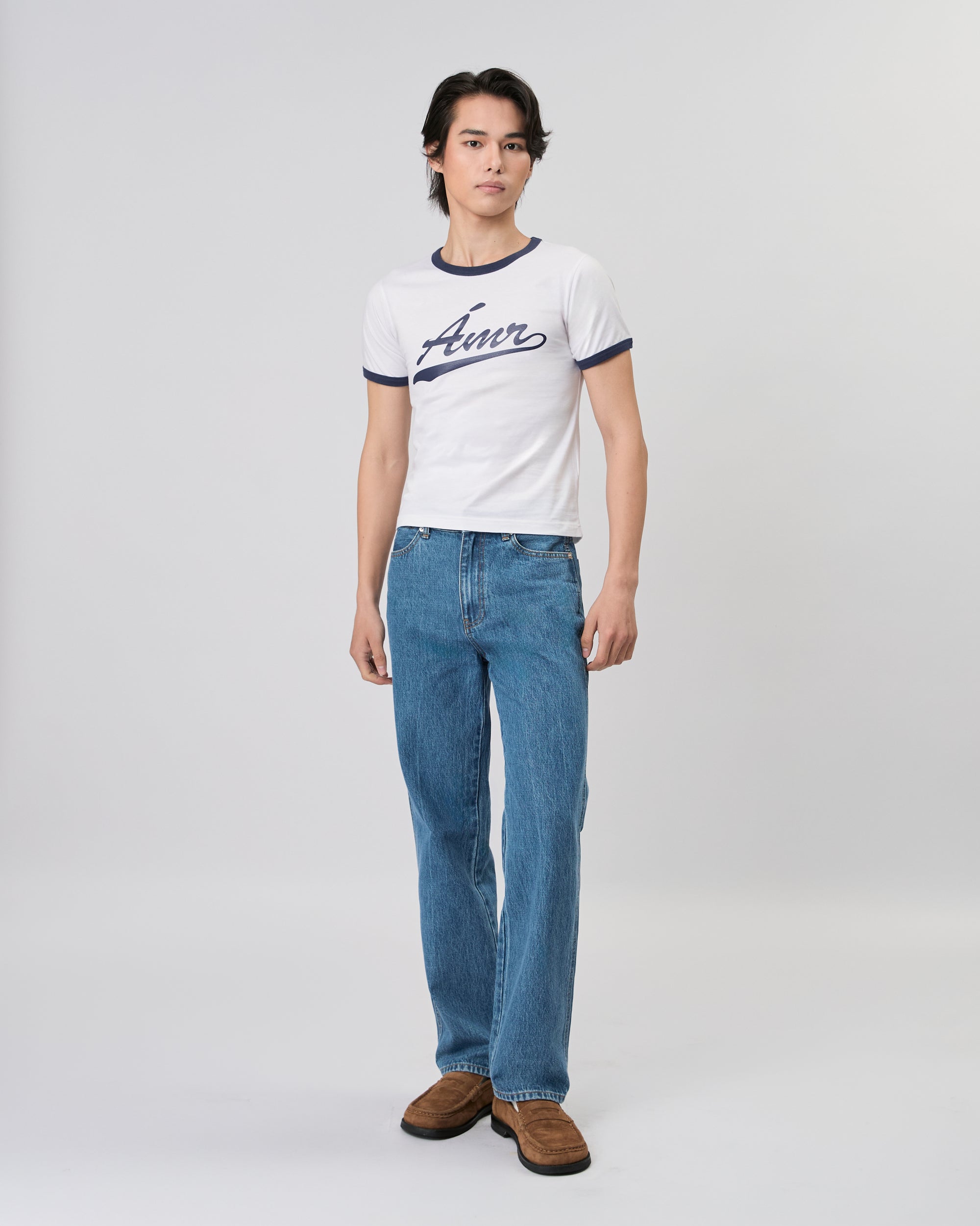 New Urban Drop - AMR LA Slim T-Shirt in White Navy