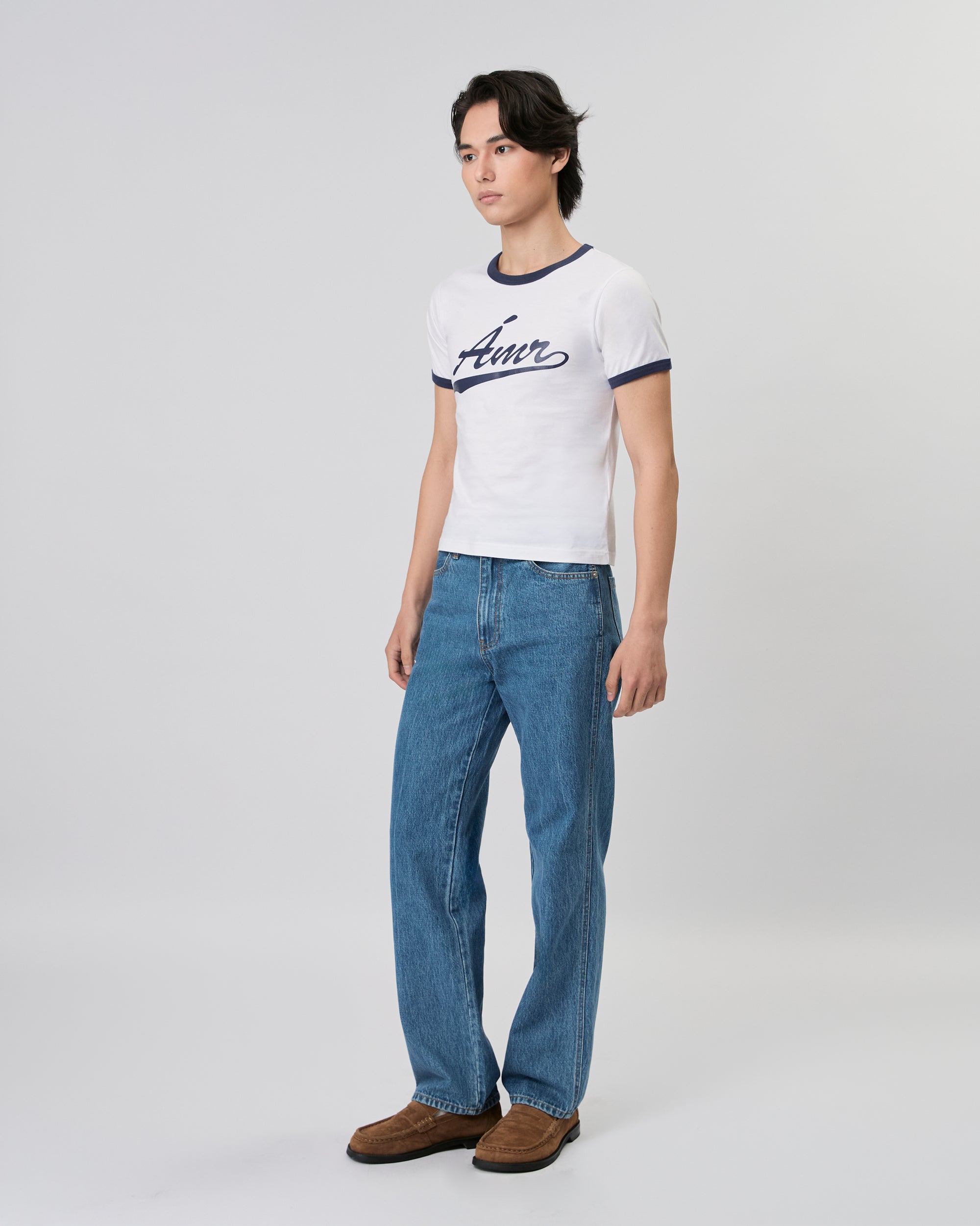 New Urban Drop - AMR LA Slim T-Shirt in White Navy