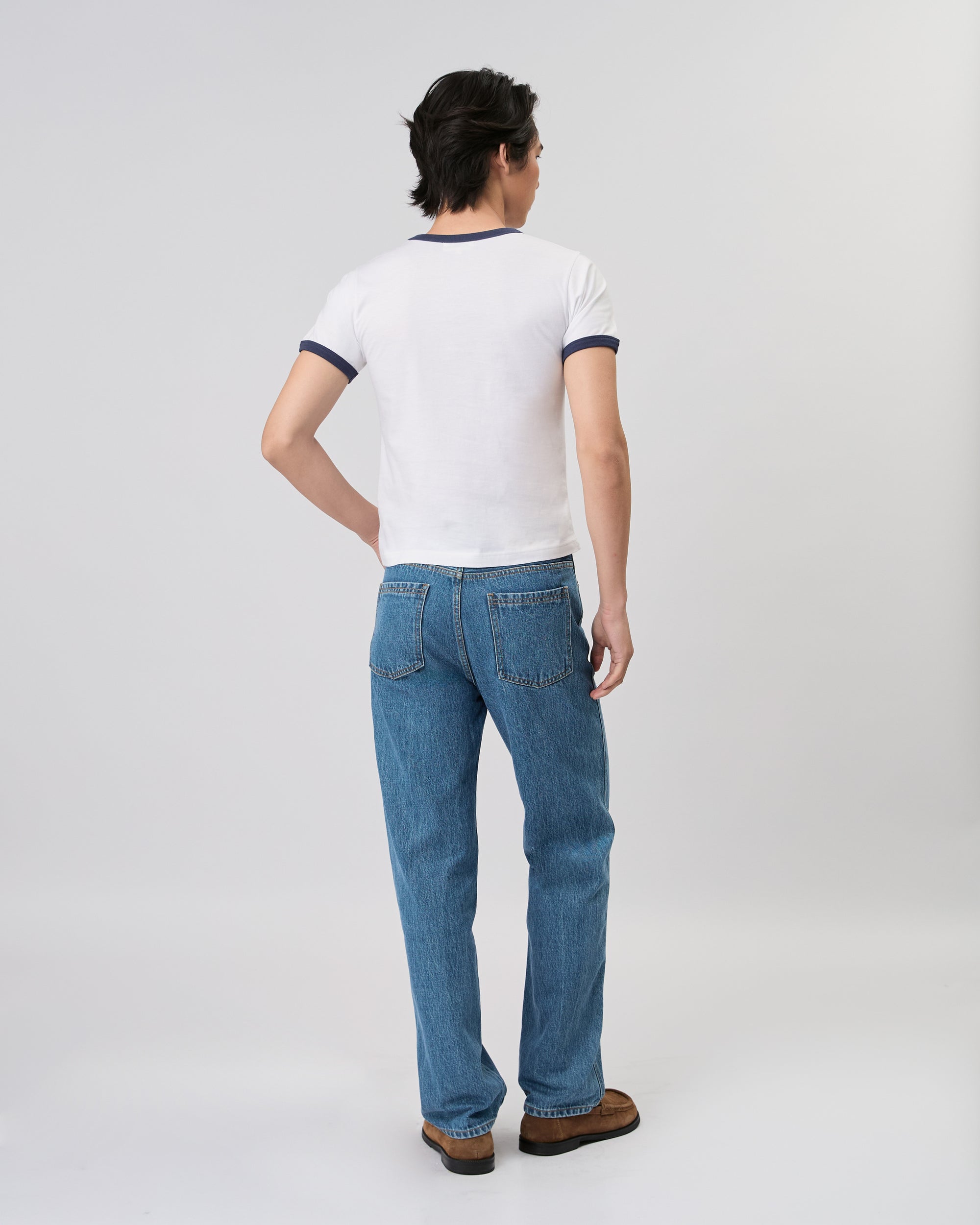 New Urban Drop - AMR LA Slim T-Shirt in White Navy
