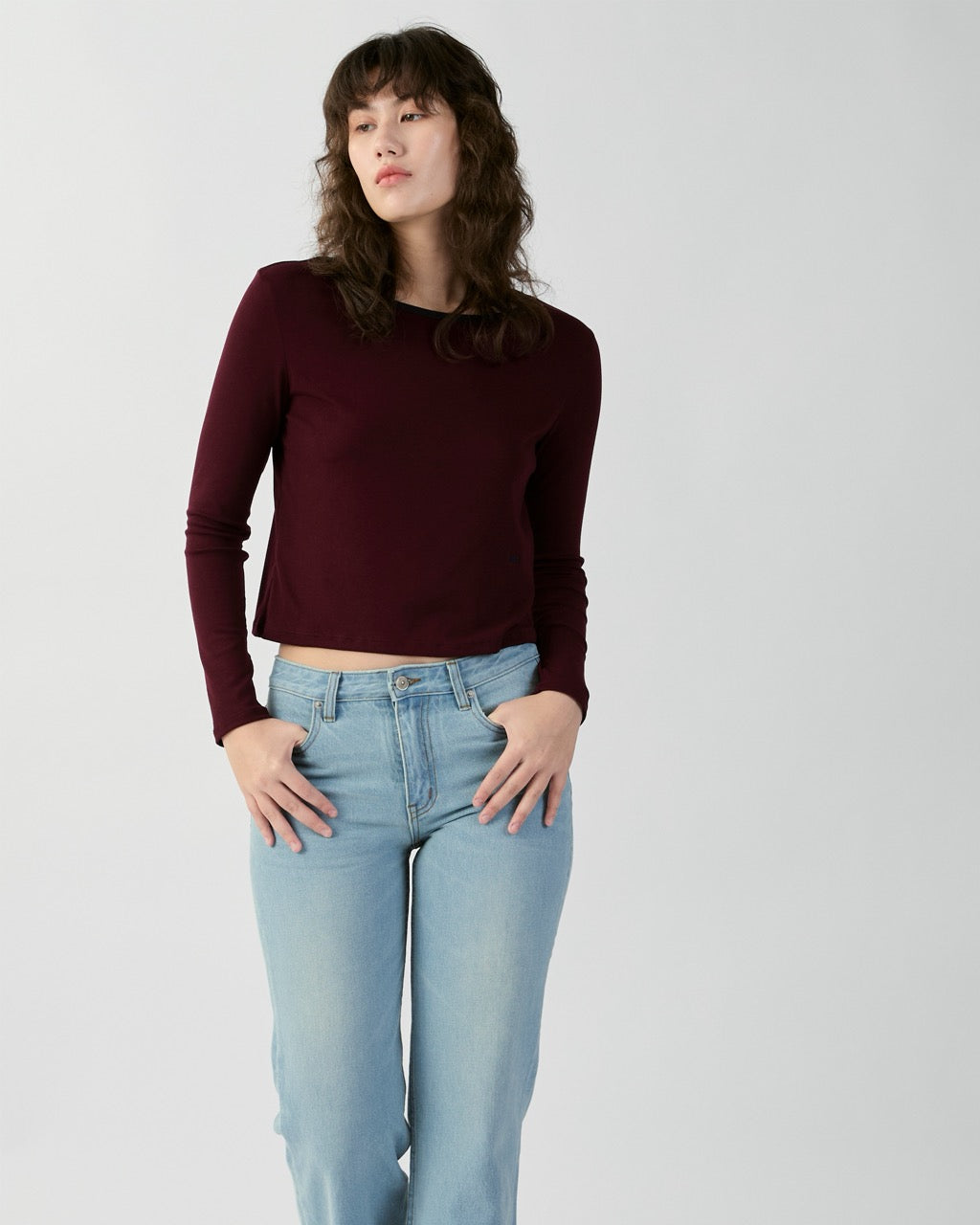 En Couleurs - Classic Ringer Long Sleeve Tee in Dark Brown Navy