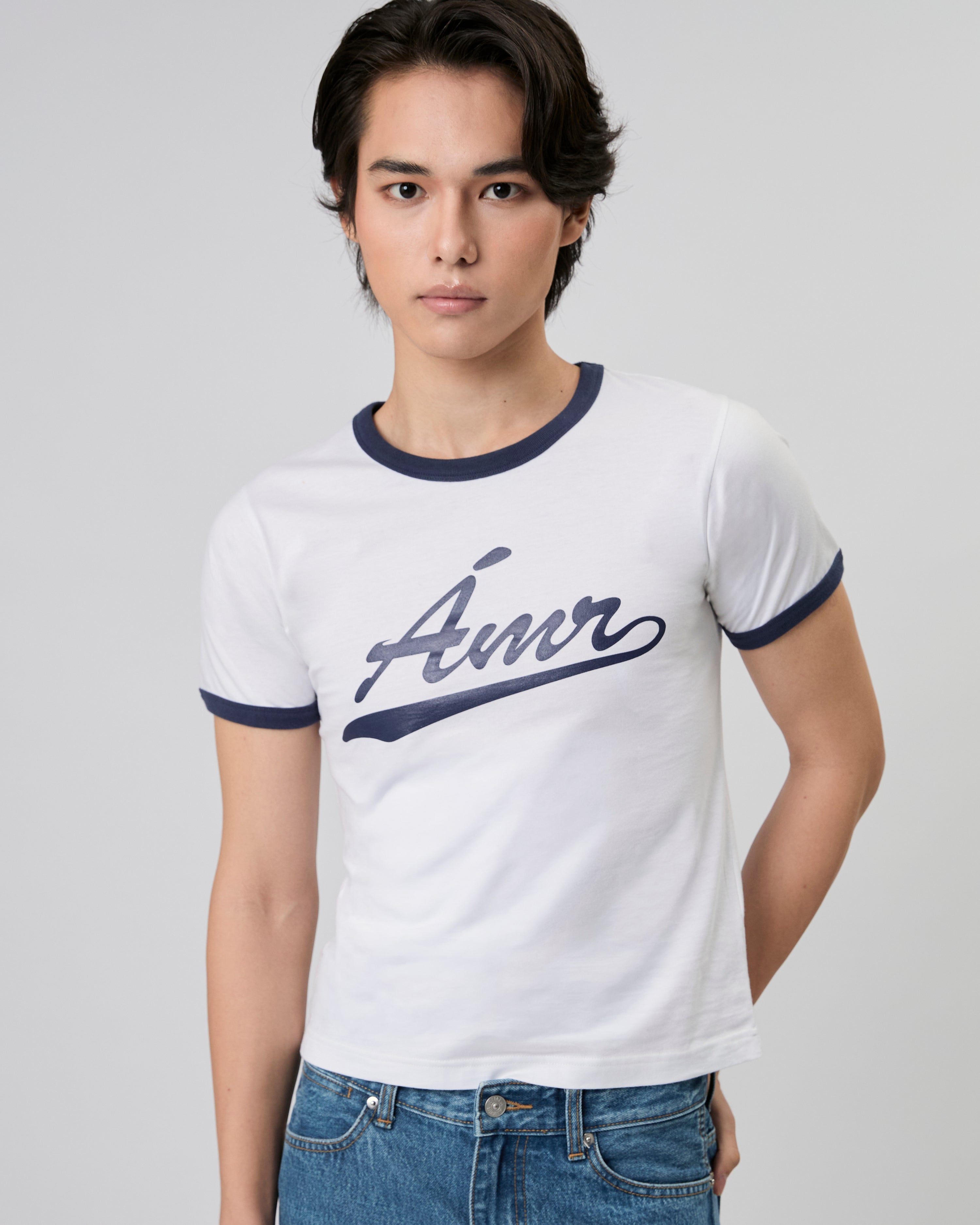 New Urban Drop - AMR LA Slim T-Shirt in White Navy