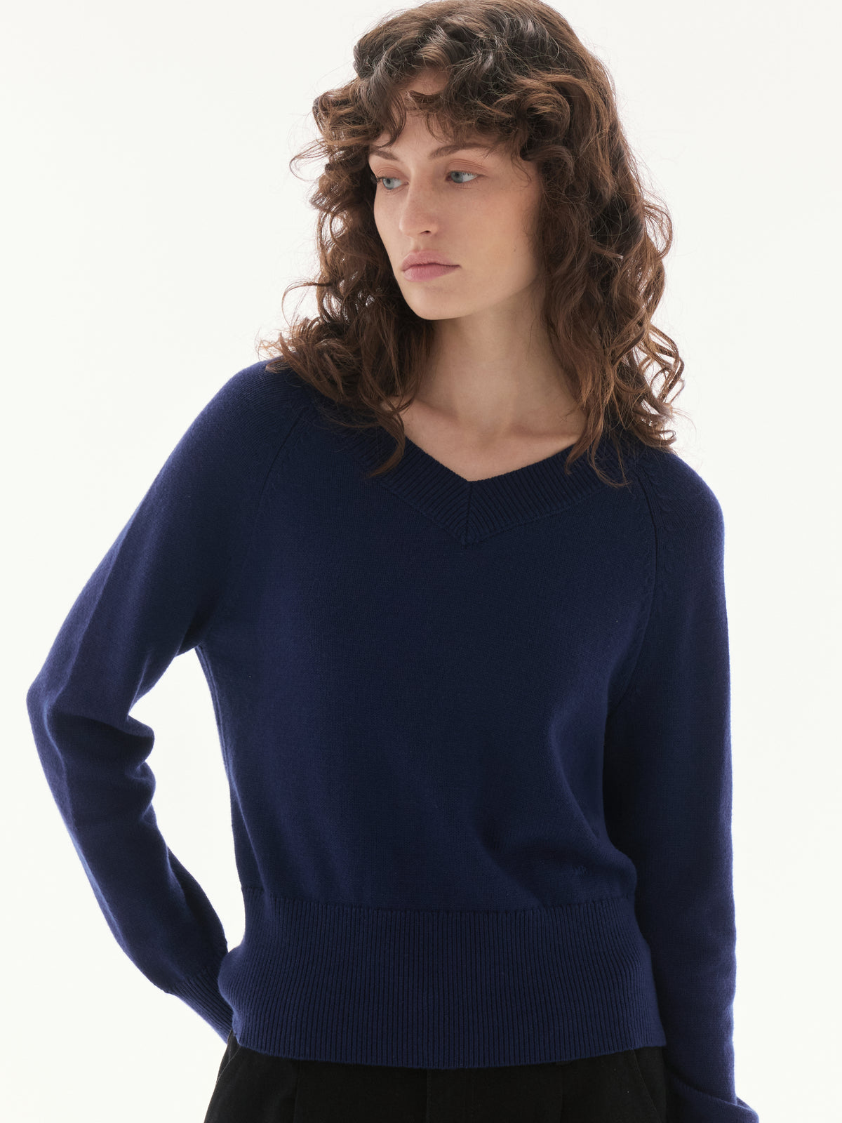 Wardrobe lll - AMR Knit V-Neck Sweater in Navy Blue