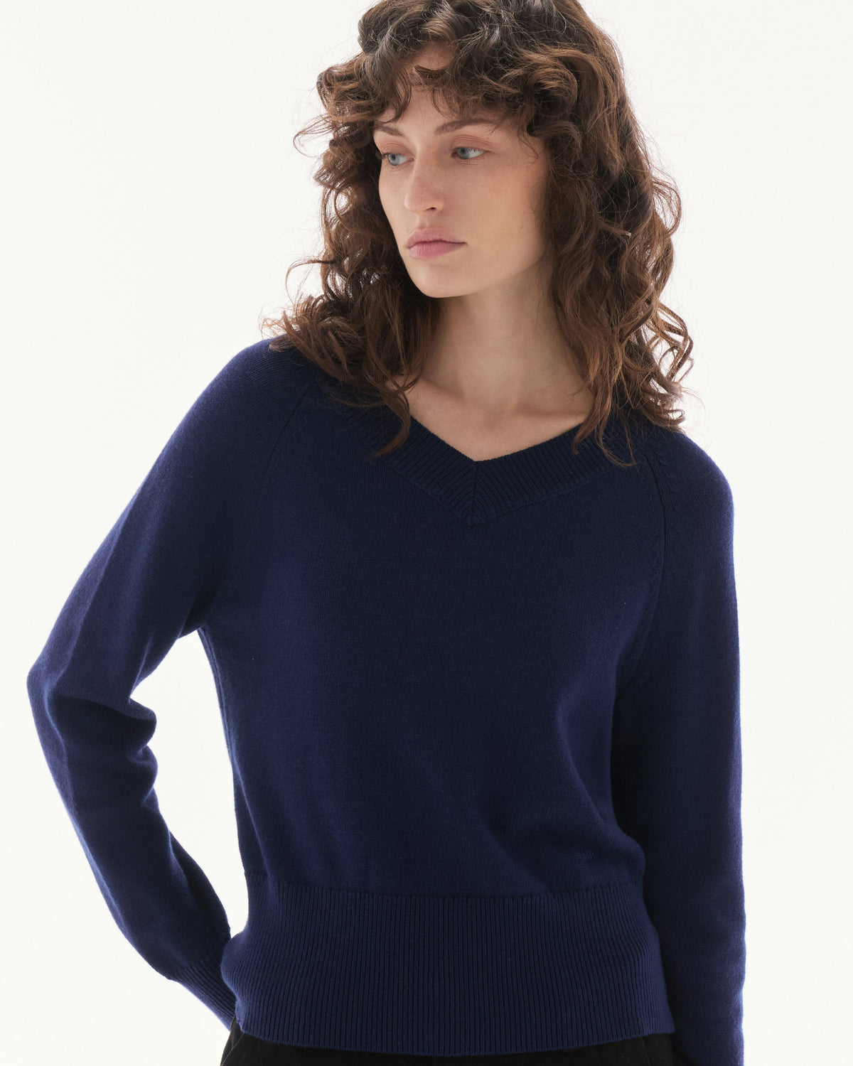 Wardrobe lll - AMR Knit V-Neck Sweater in Navy Blue