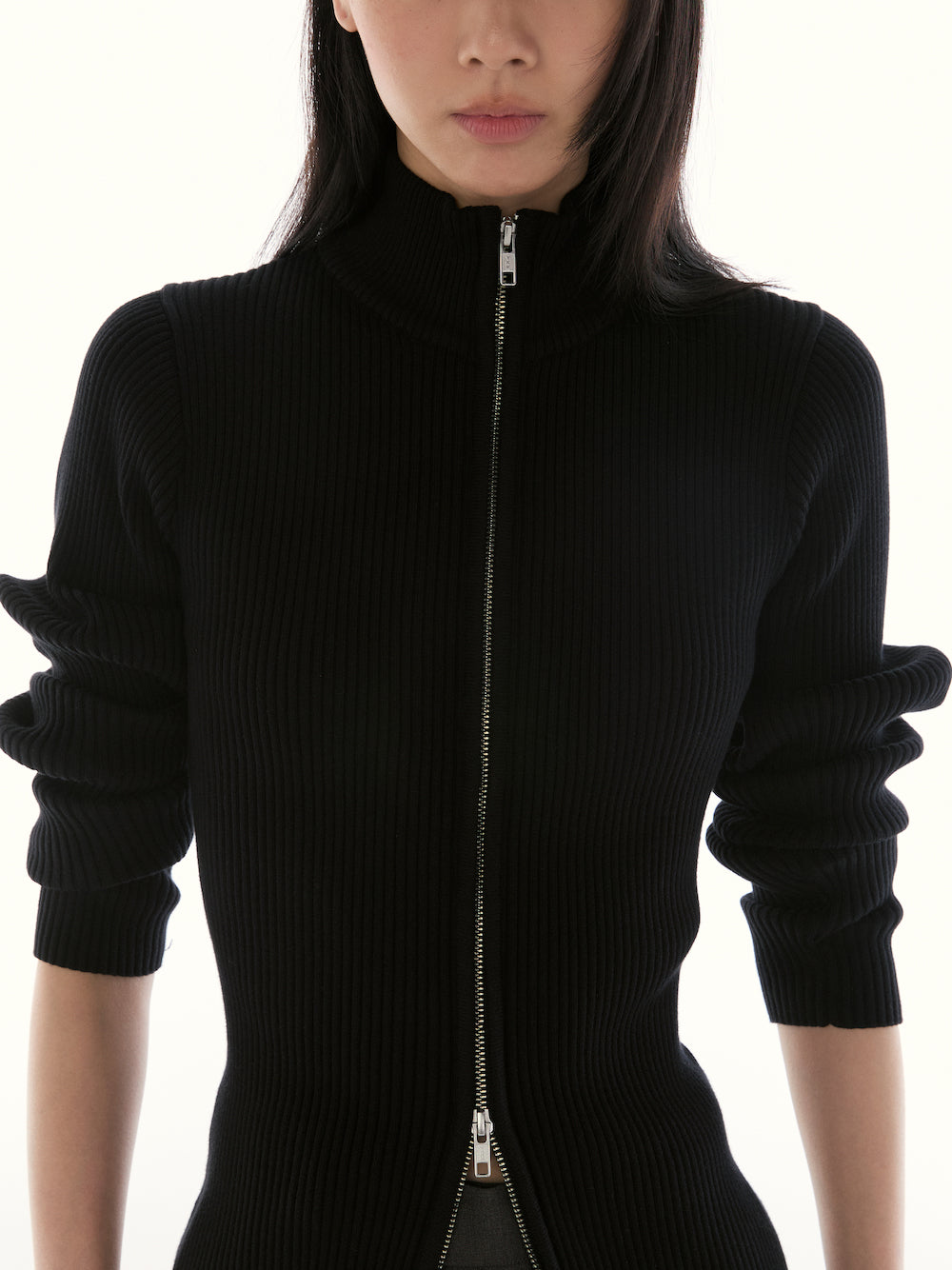 Le Fauve - AMR Slim Fit Zip Cardigan in Black