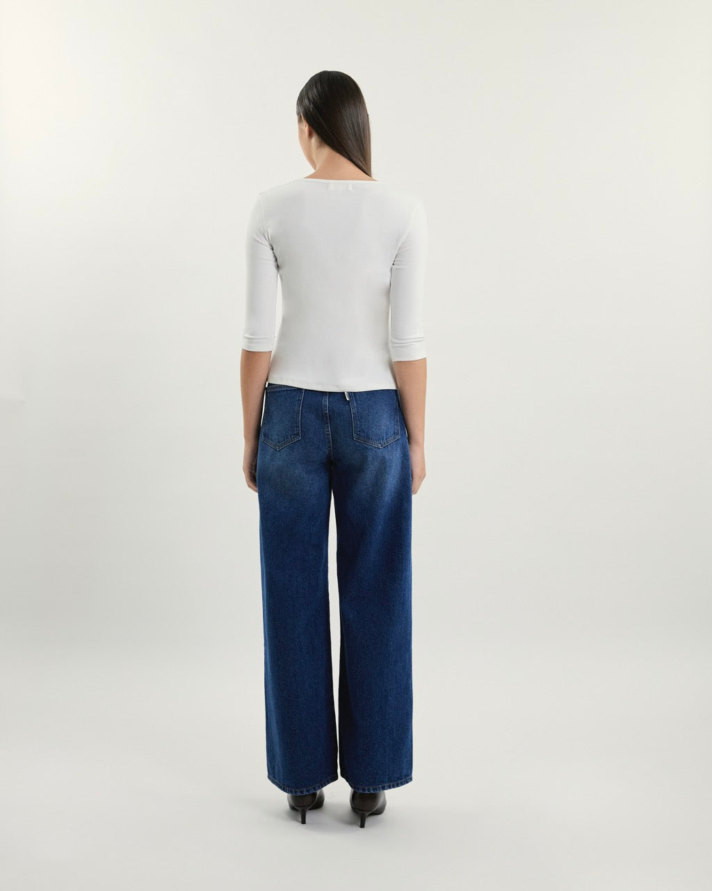 July Drop - AMR Cotton-Spandex Three-Quarter Sleeve T-Shirt in White