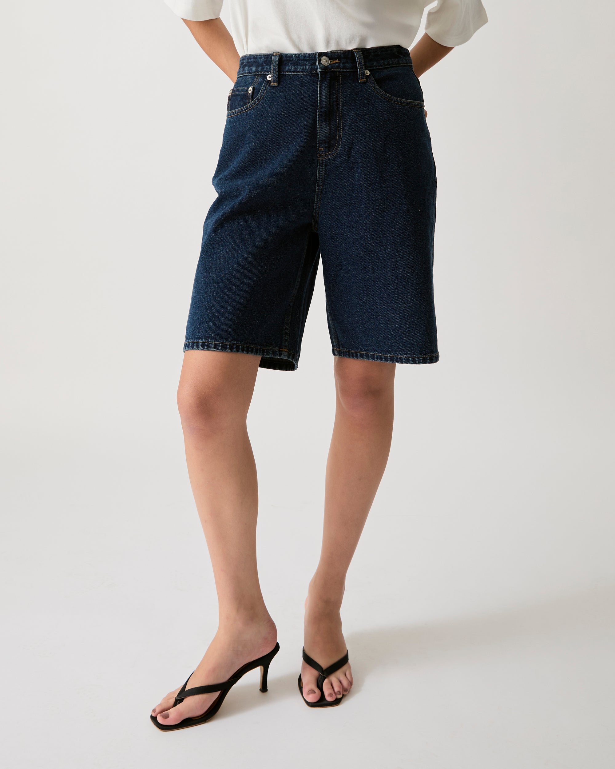 En Couleurs - AMR Bermuda Denim Shorts in Dark Denim