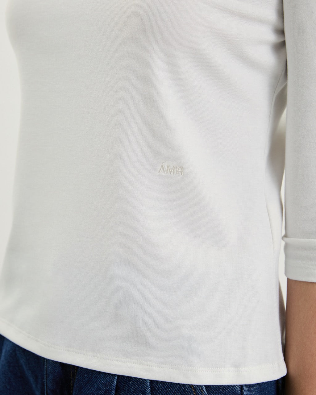 July Drop - AMR Cotton-Spandex Three-Quarter Sleeve T-Shirt in White
