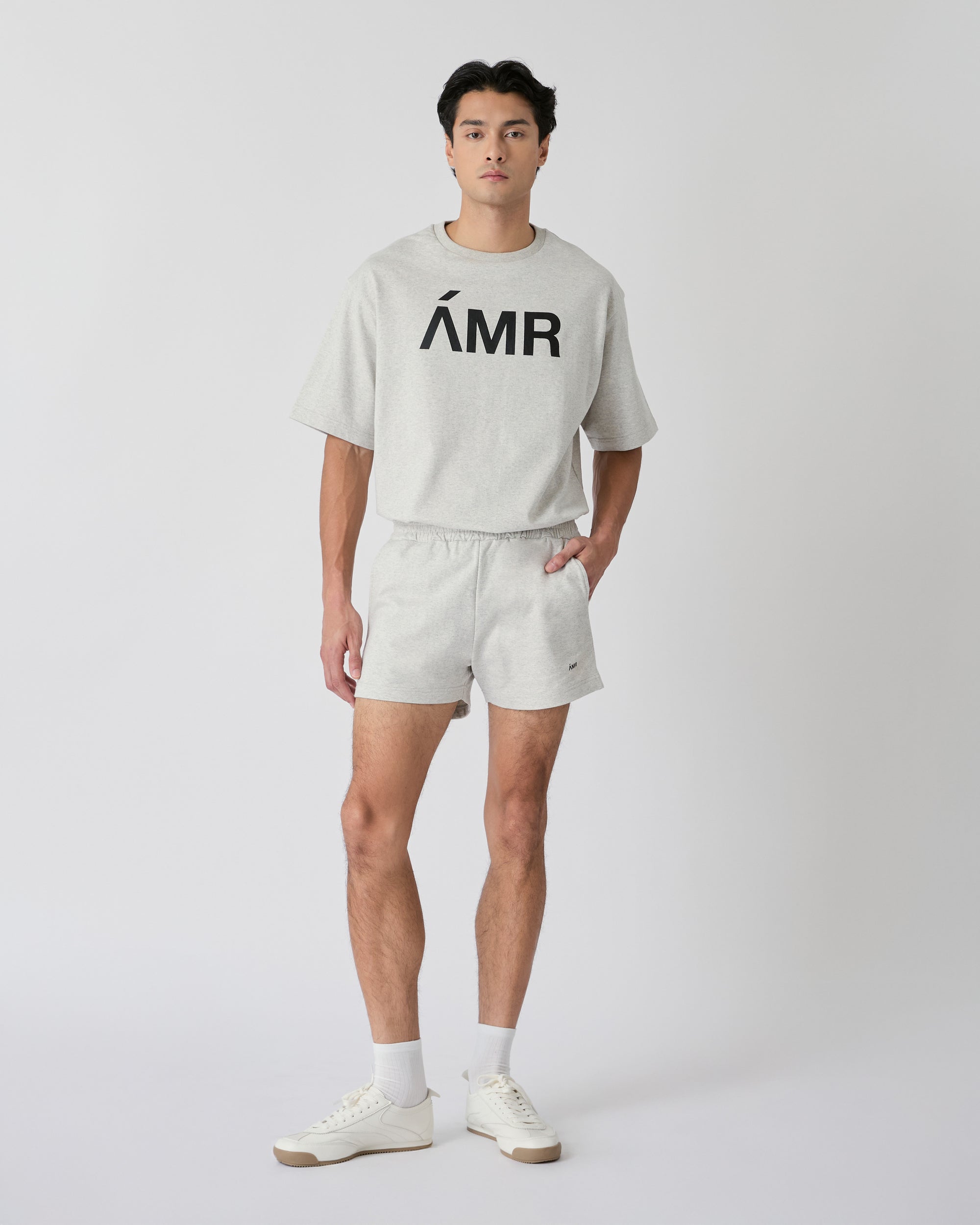 Découvrir - French Terry Mini Shorts in Light Grey