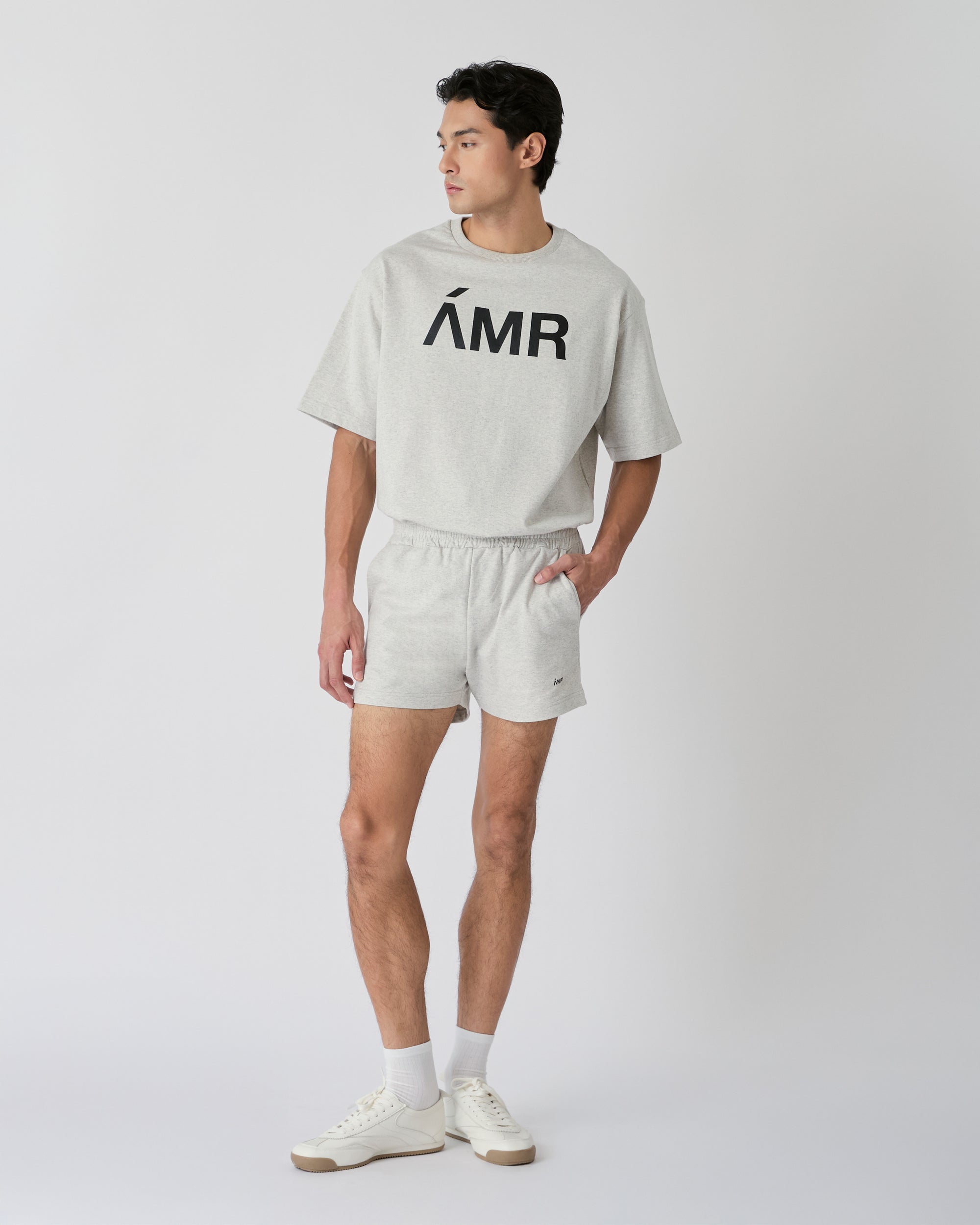 Découvrir - French Terry Mini Shorts in Light Grey