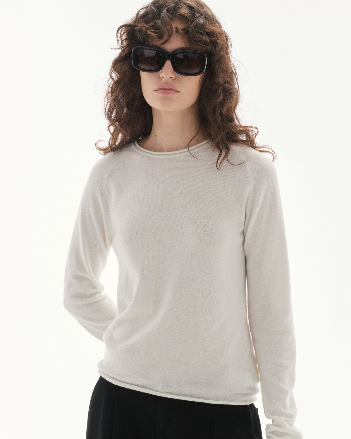 Wardrobe lll - AMR Lightweight Knit Raglan Long Sleeve T-Shirt in White