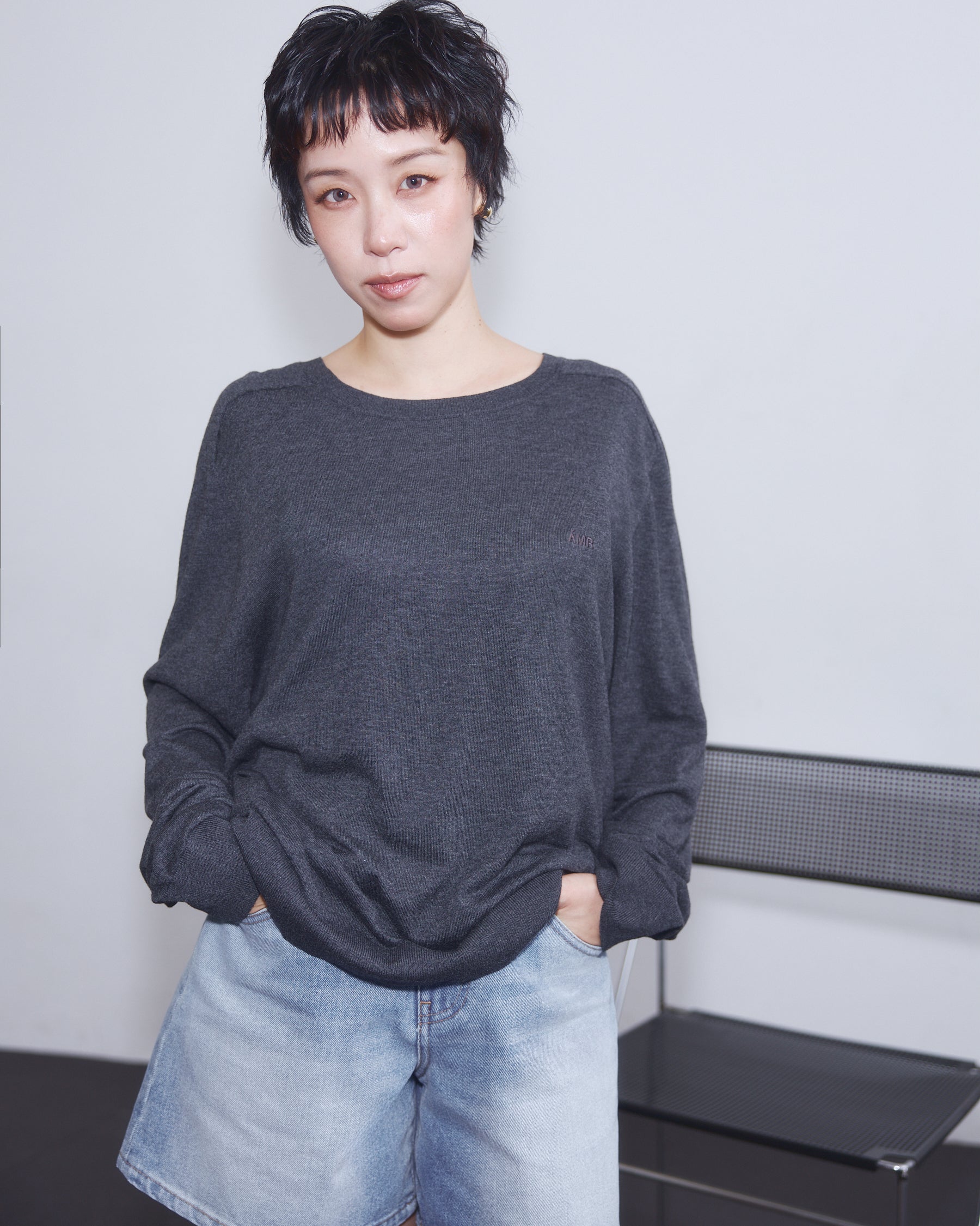 En Couleurs - AMR Knit Sweater in Dark Grey