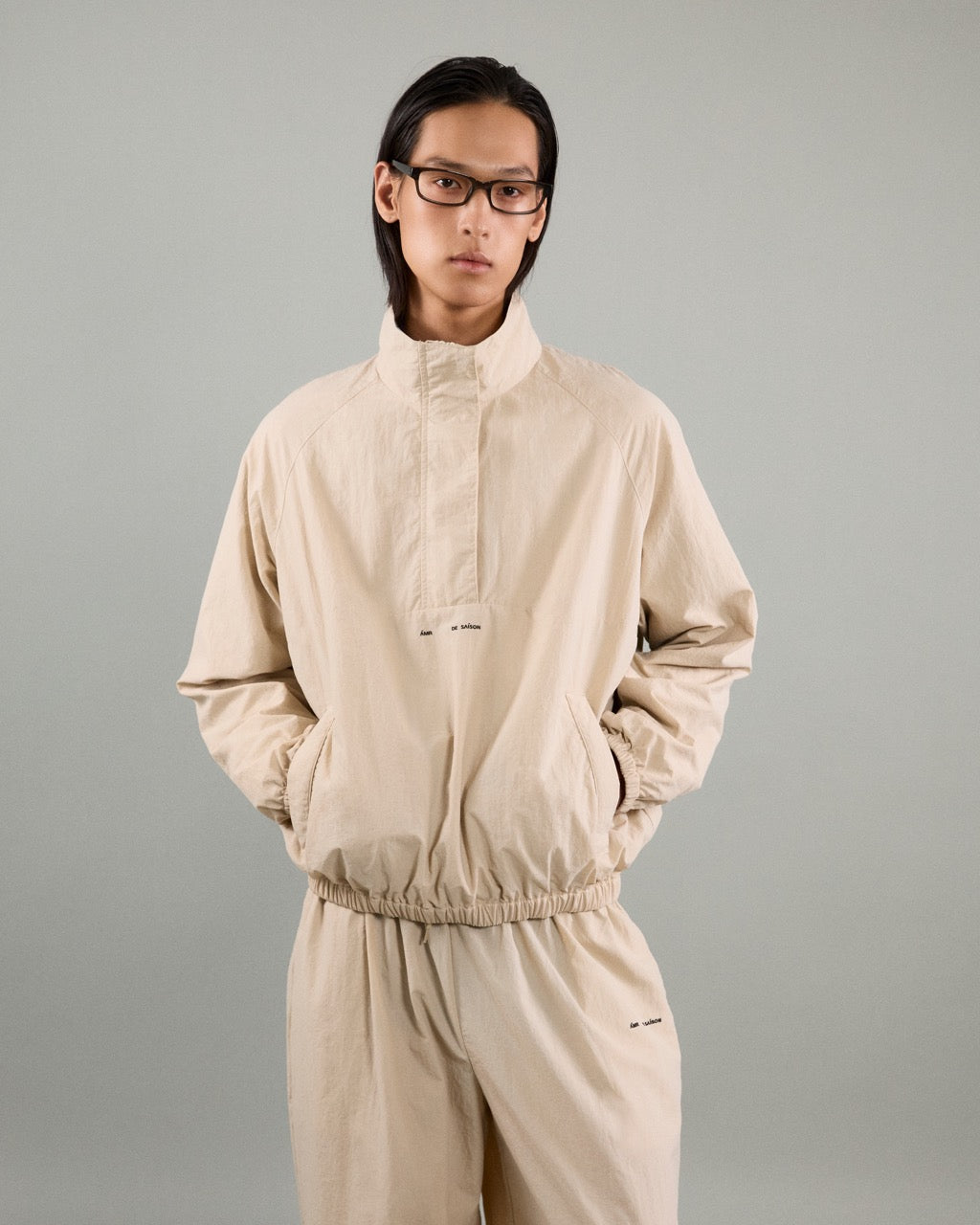 Athleisure Athletic Club - AMR Lightweight Track Pullover in Cream