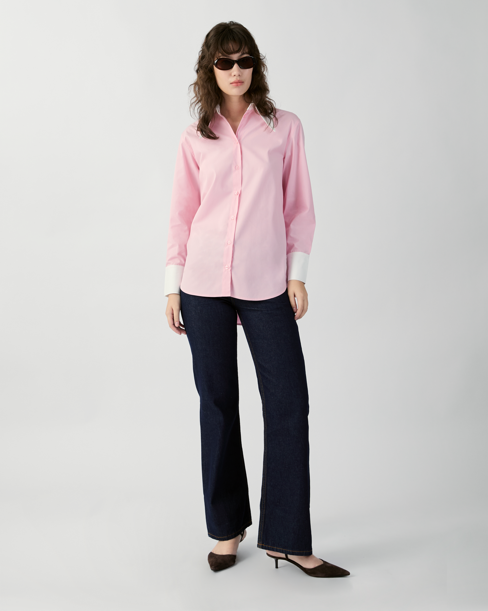 En Couleurs - Contrast Regular Fit Shirt in Pink/White
