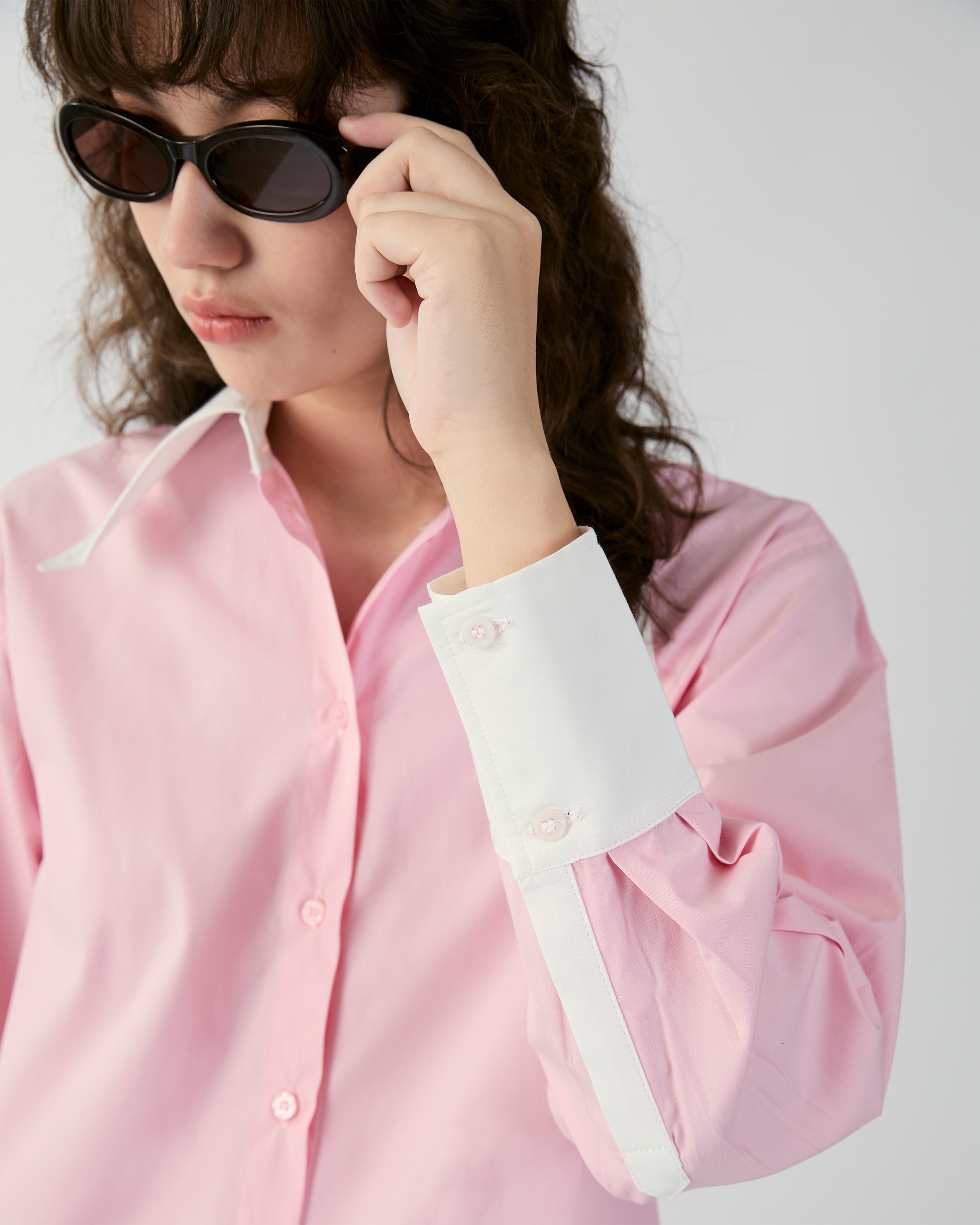 En Couleurs - Contrast Regular Fit Shirt in Pink/White