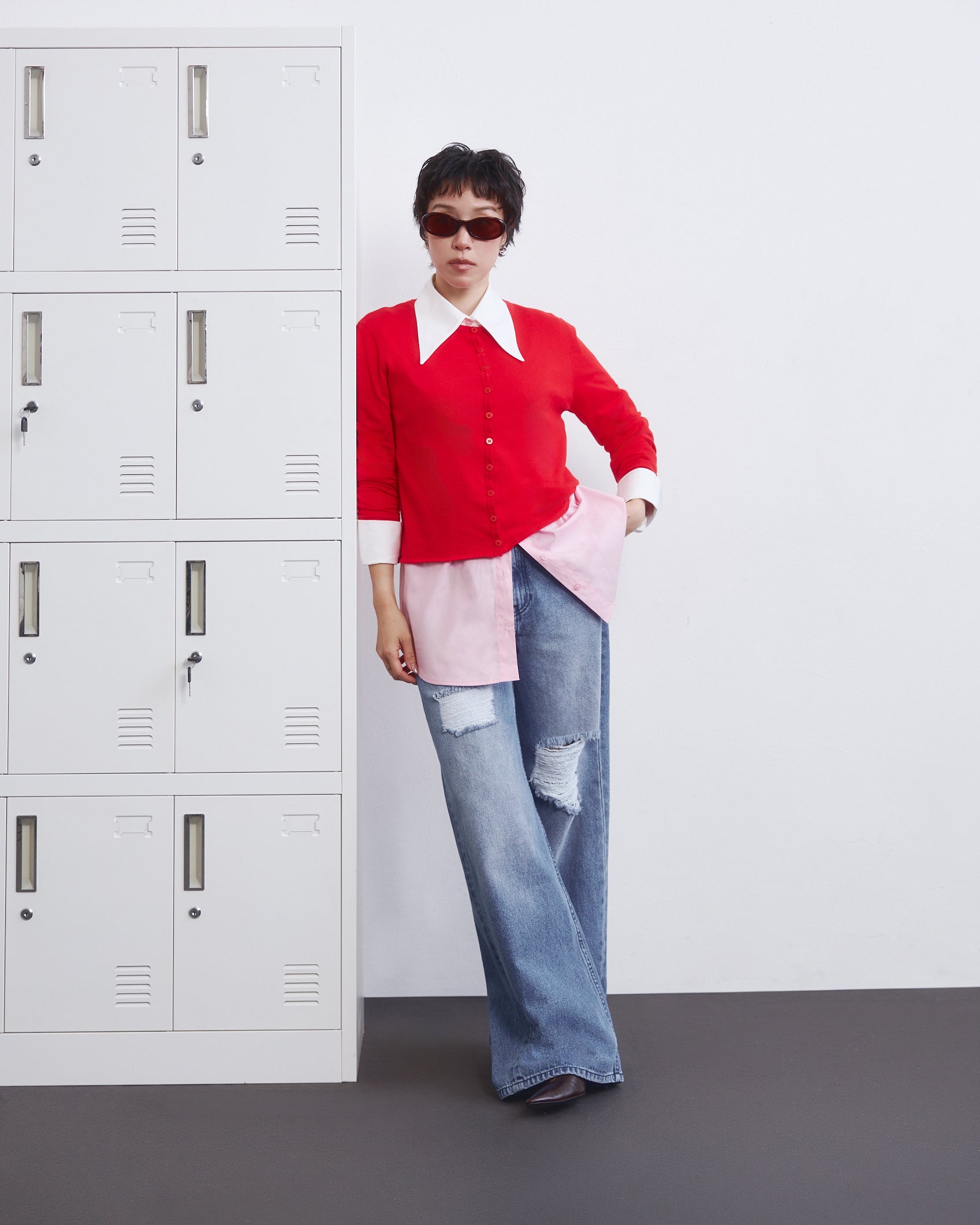 En Couleurs - Essential Cashmere Cardigan in Red