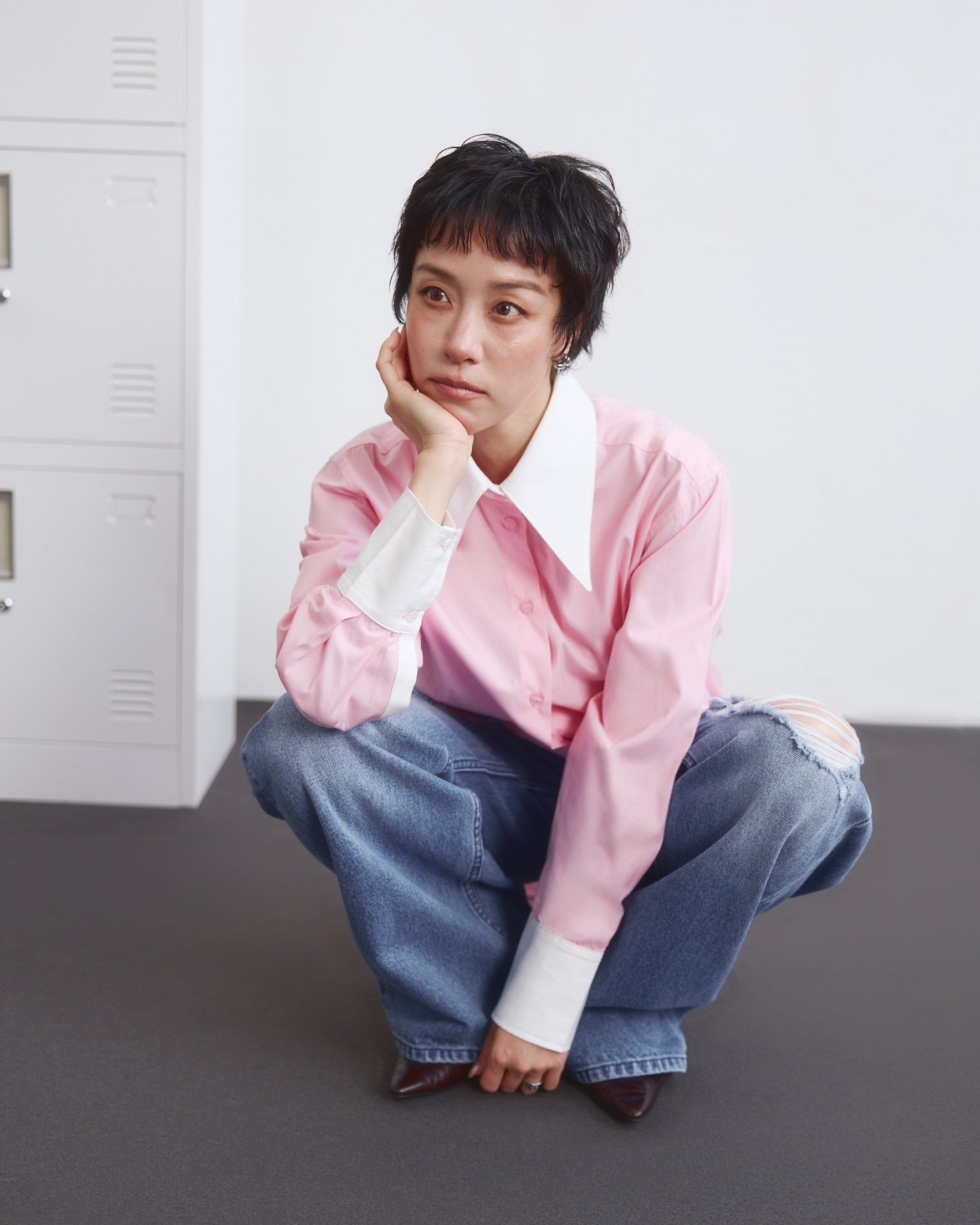 En Couleurs - Contrast Regular Fit Shirt in Pink/White