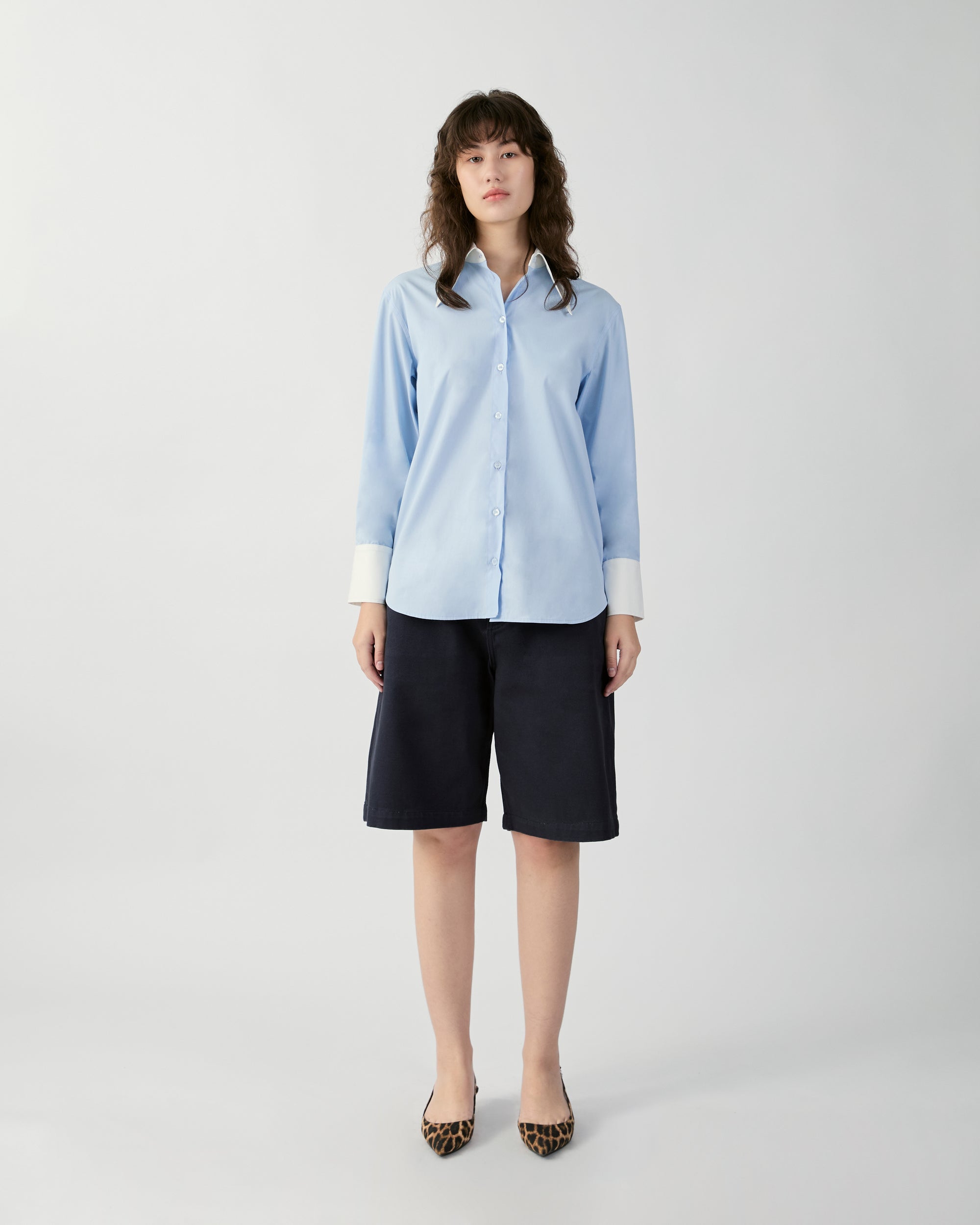 En Couleurs - Contrast Regular Fit Shirt in Light Blue/White