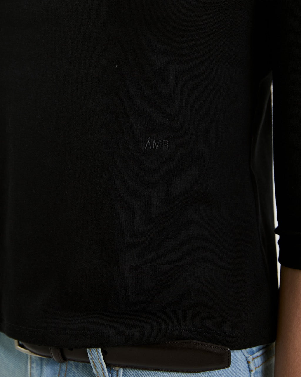 July Drop - AMR Cotton-Spandex Three-Quarter Sleeve T-Shirt in Black