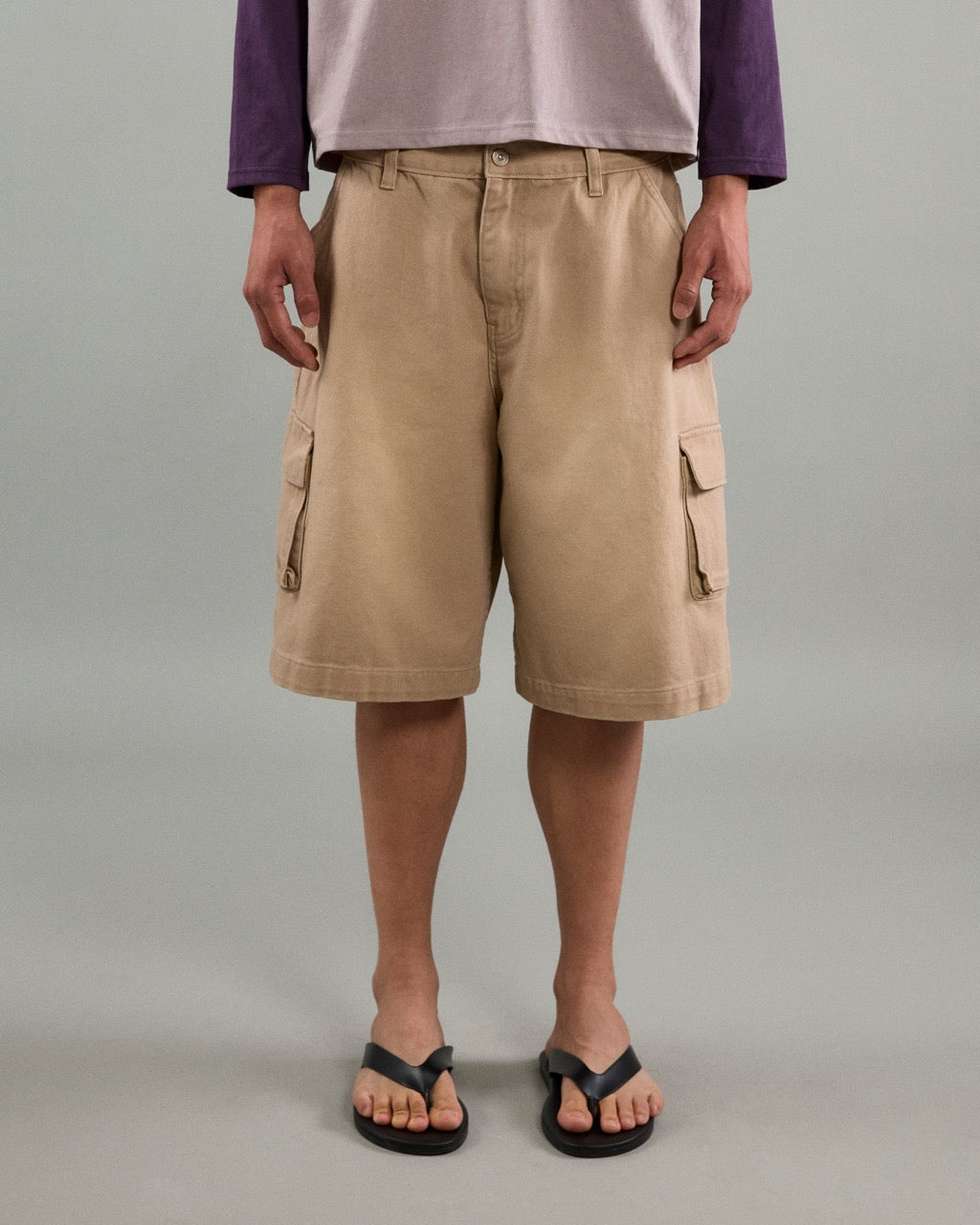AMR DE SAISON - AMR Cargo Shorts Stone Wash with Bleach in Beige