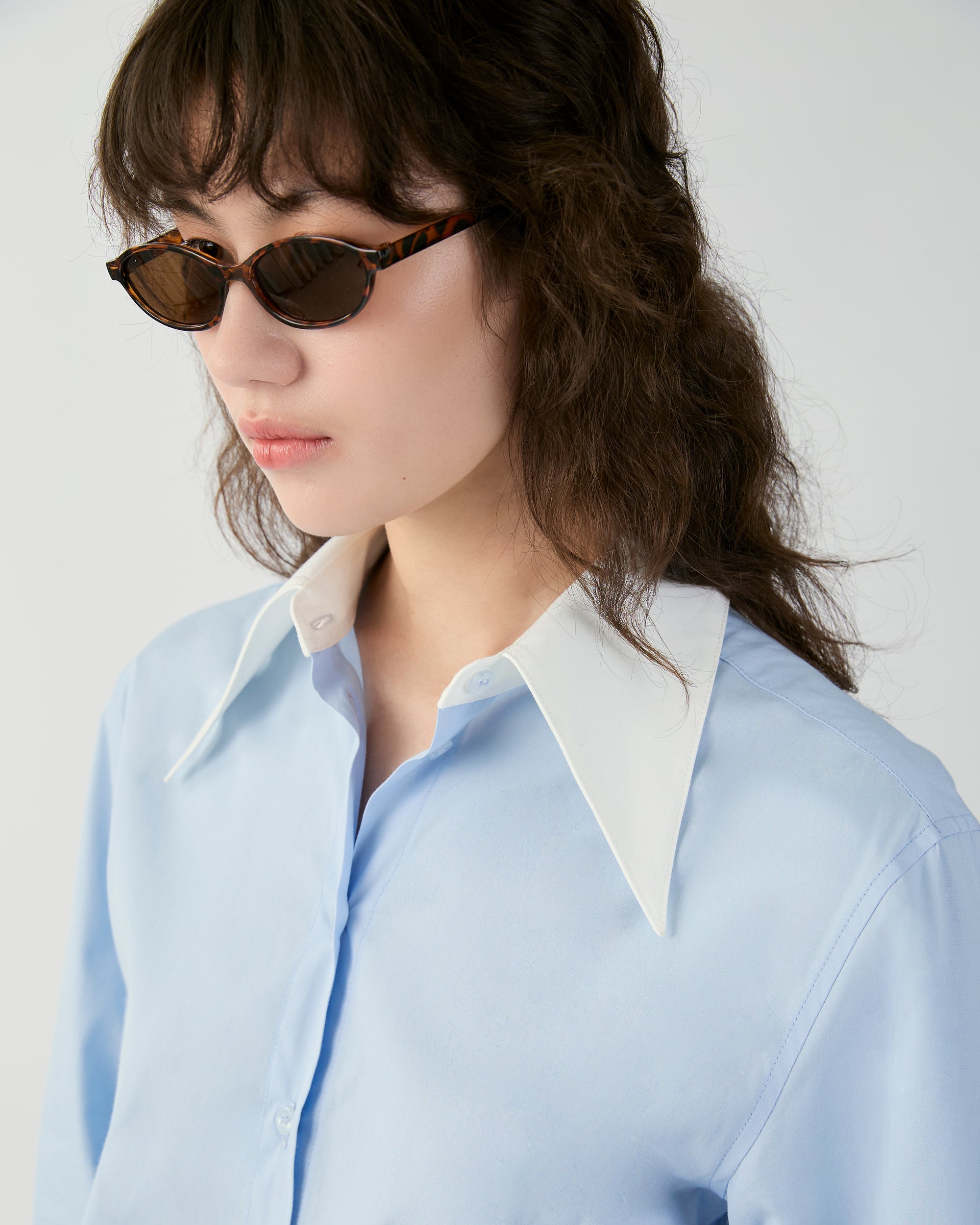 En Couleurs - Contrast Regular Fit Shirt in Light Blue/White