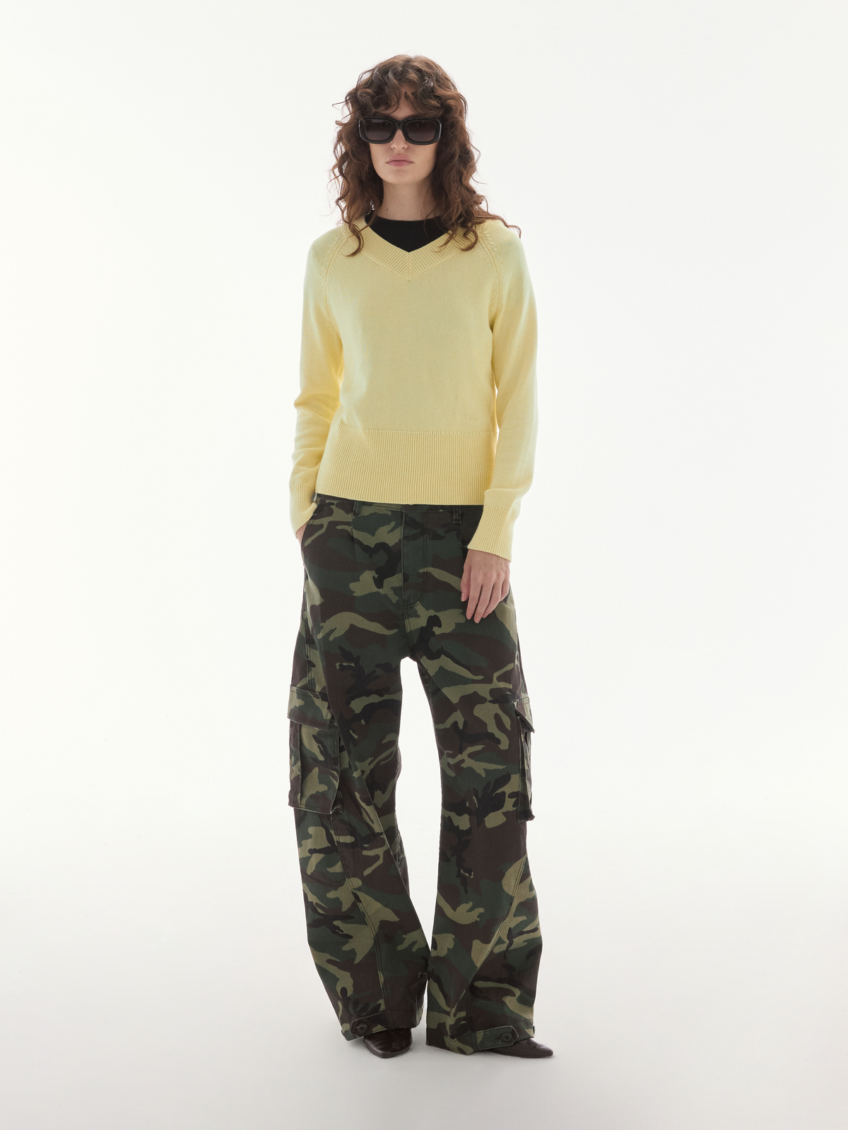 Wardrobe lll - AMR Knit V-Neck Sweater in Yellow