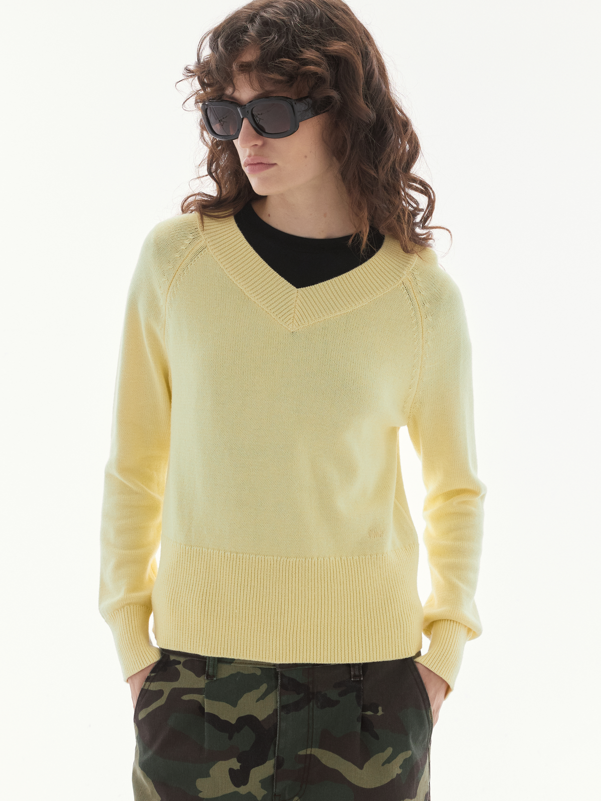 Wardrobe lll - AMR Knit V-Neck Sweater in Yellow