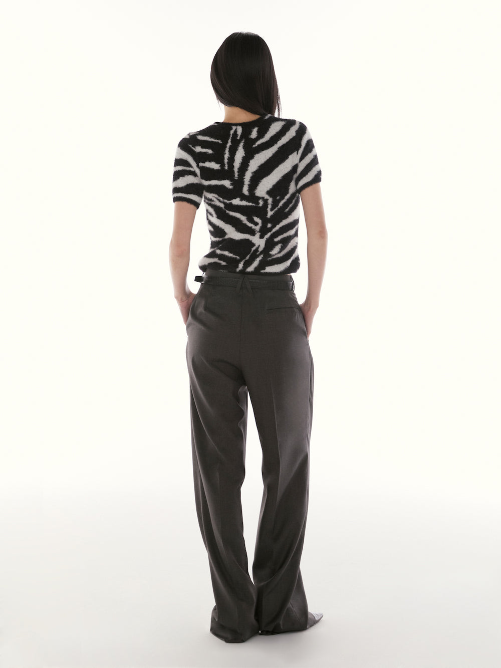Le Fauve - AMR Brushed Knit T-Shirt Zebra Print in Black