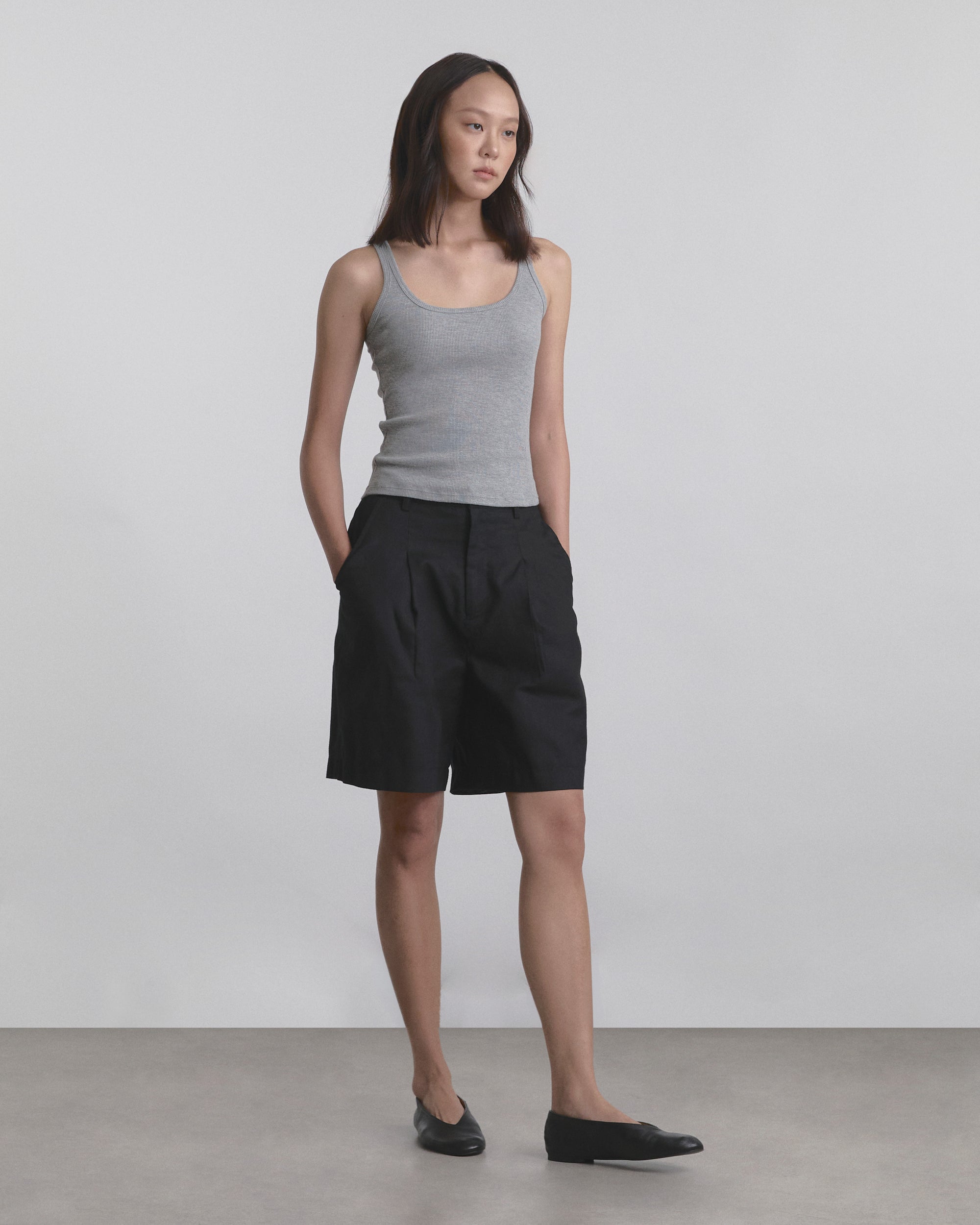 Wardrobe I - AMR Wide-Leg Bermuda Shorts in Black